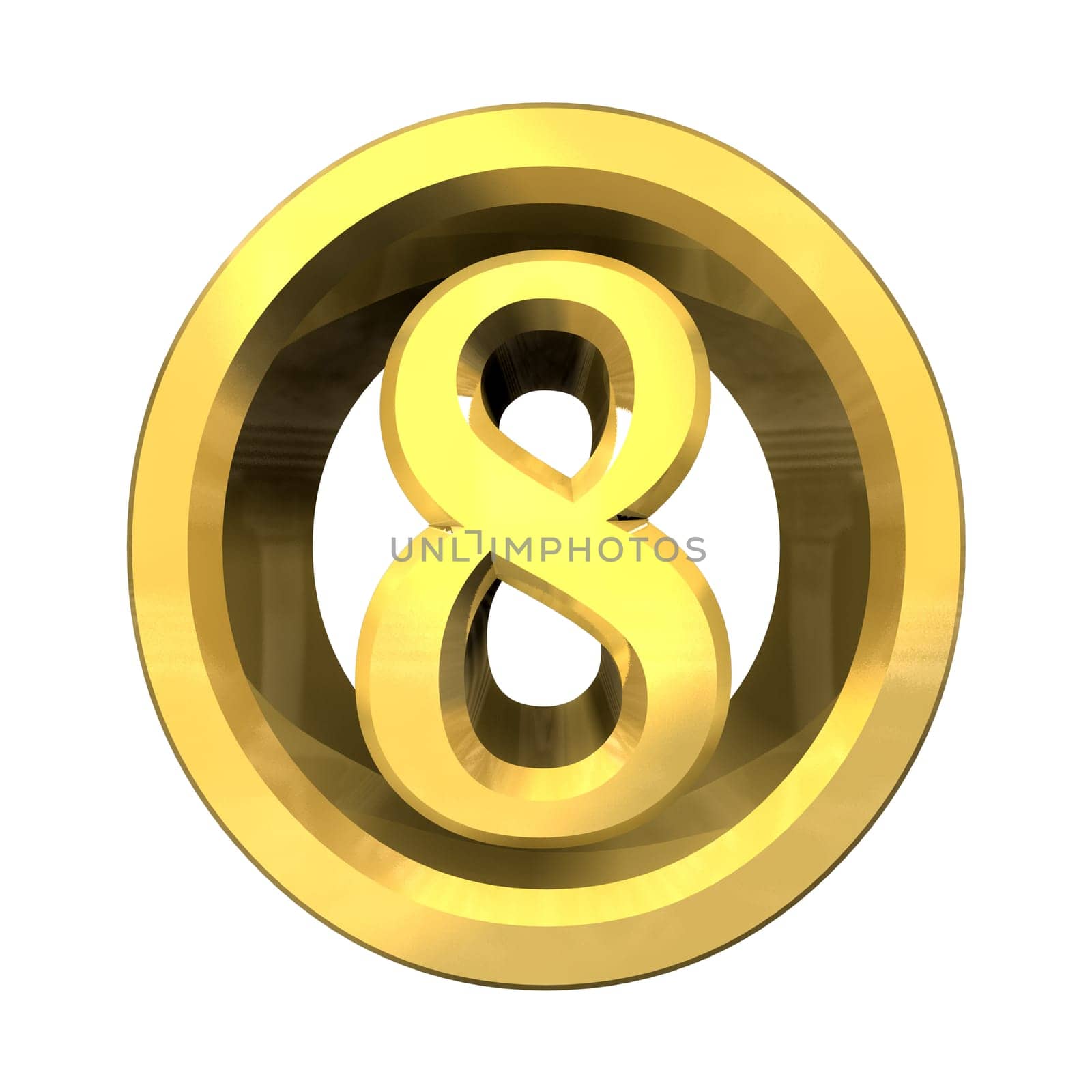 3d made - number 8 in gold