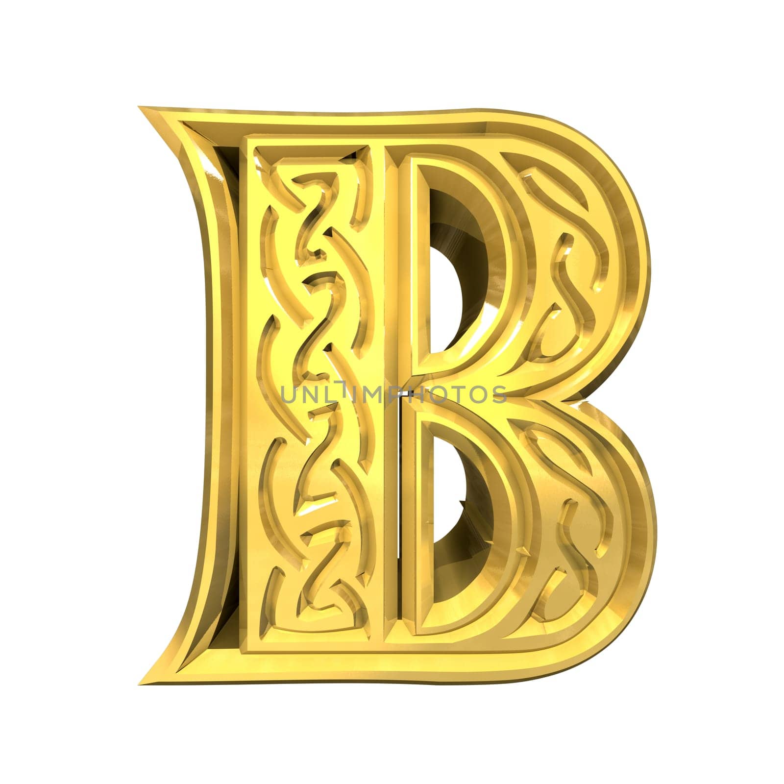 3d made - illustration of Celtic alphabet letter B