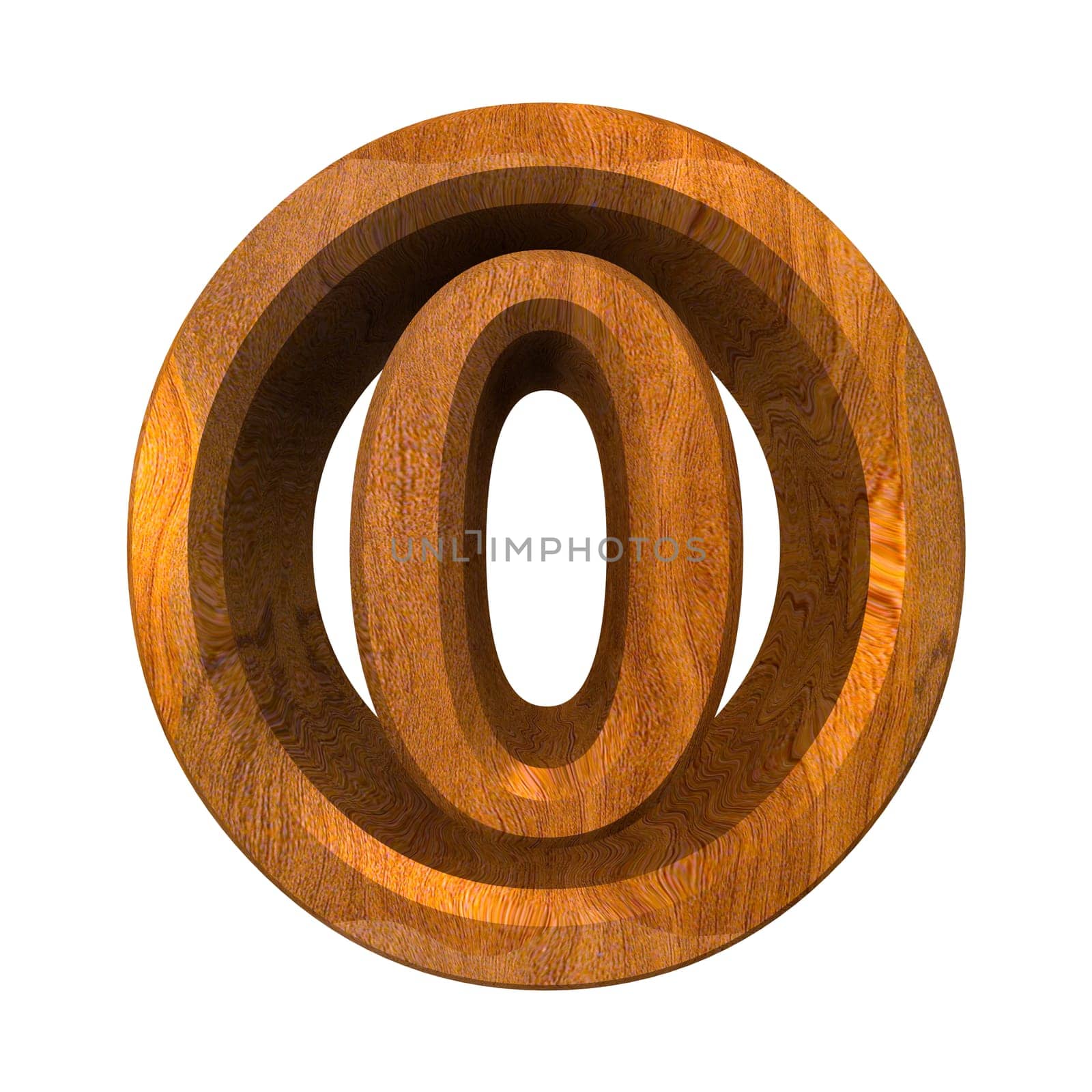 3d made - number 0 in wood