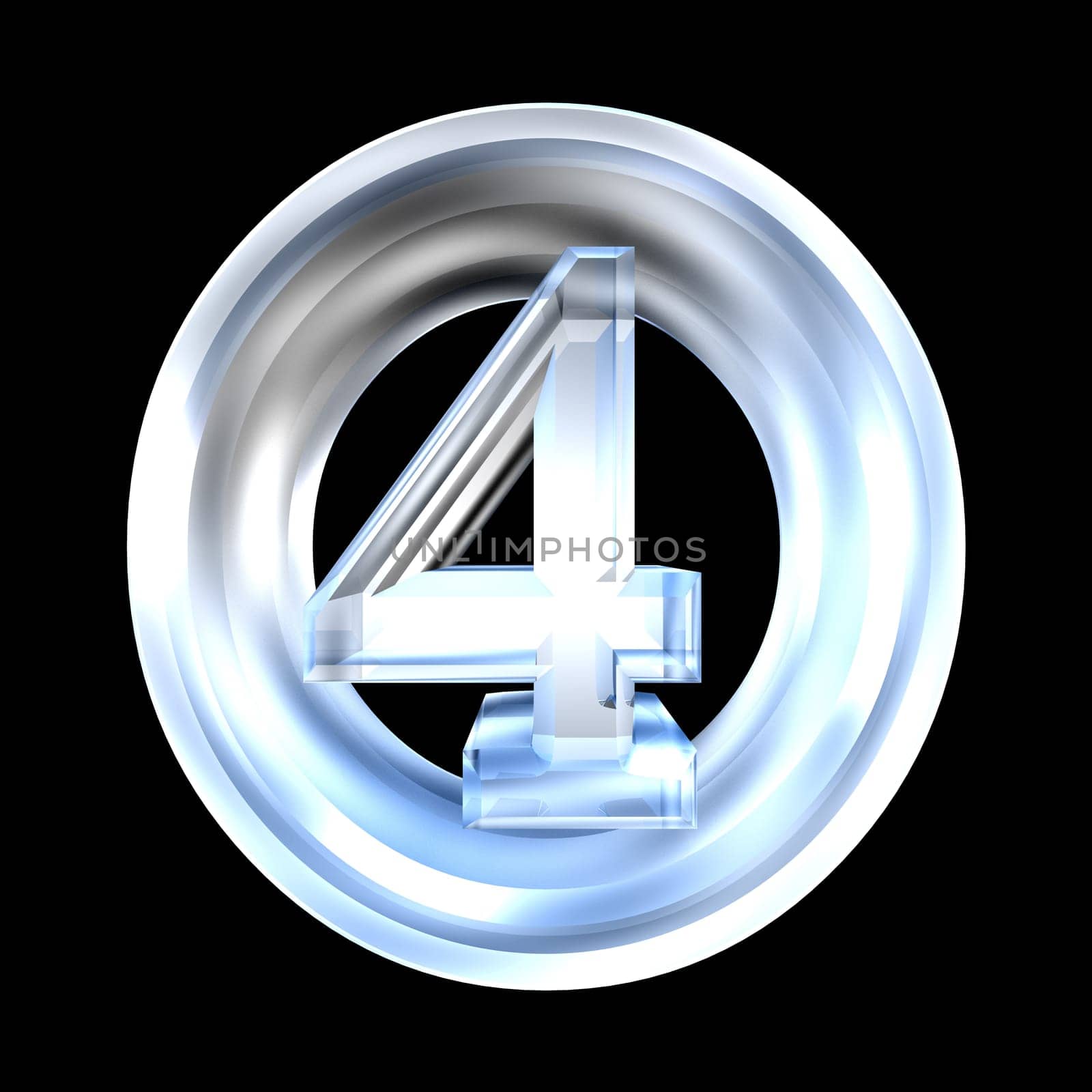 3d made - number 4 in glass
