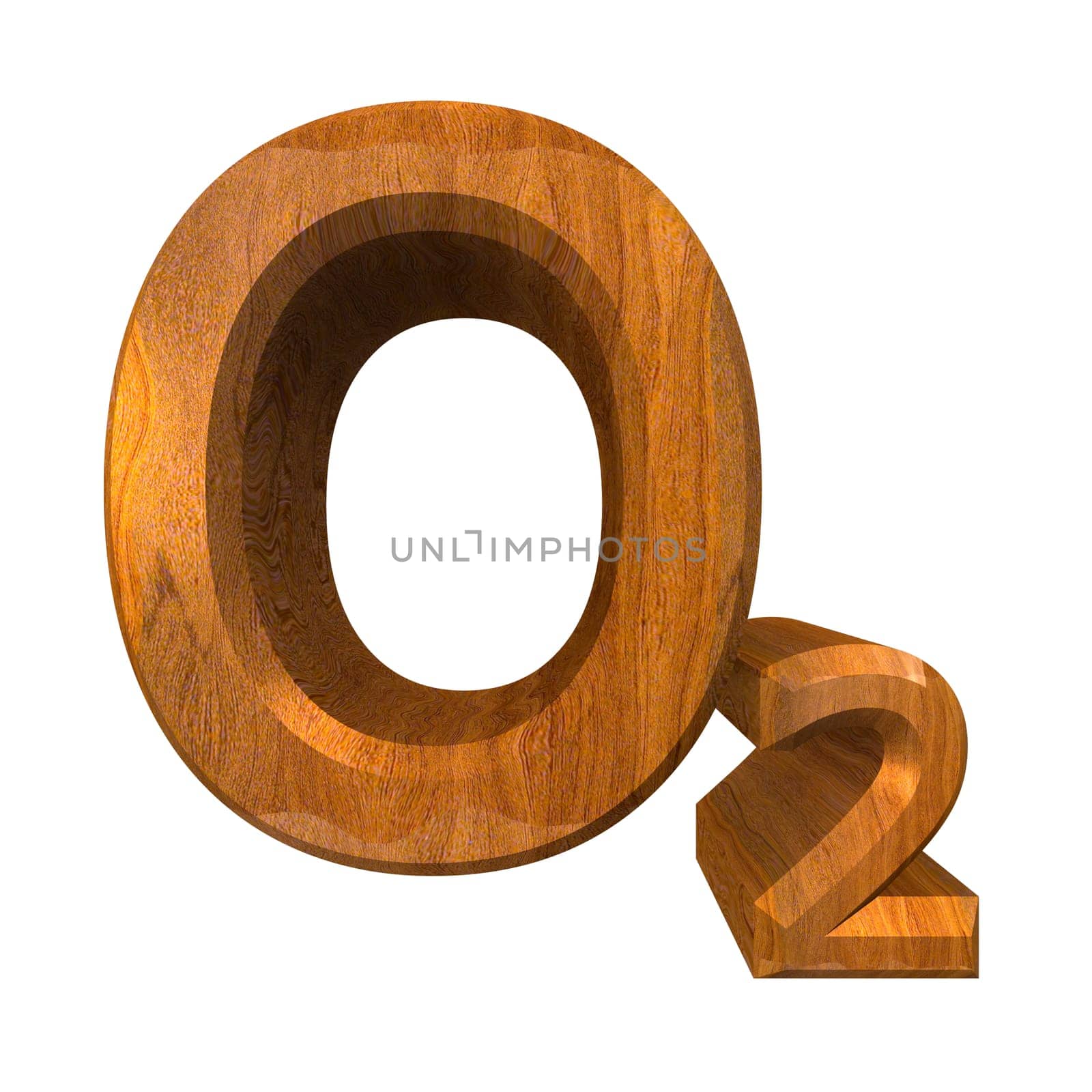 3d made chemistry formulas in wood of Oxygen