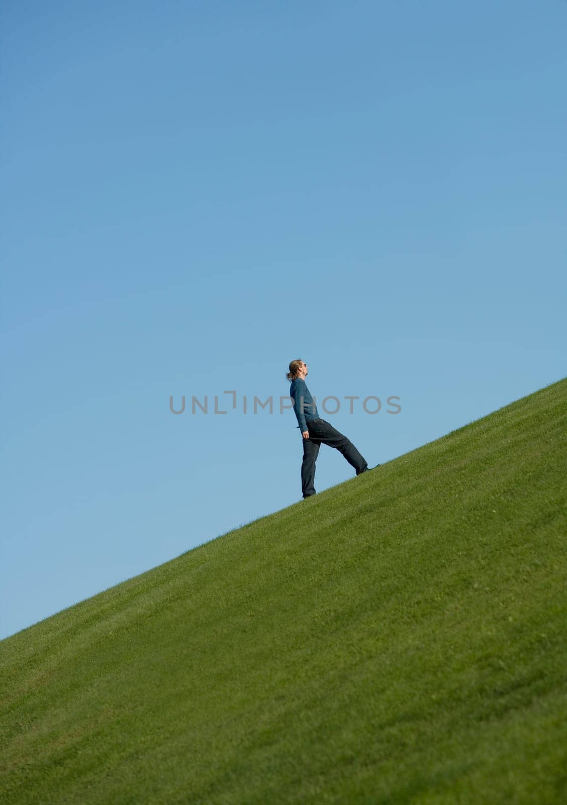 Side view of a walking man