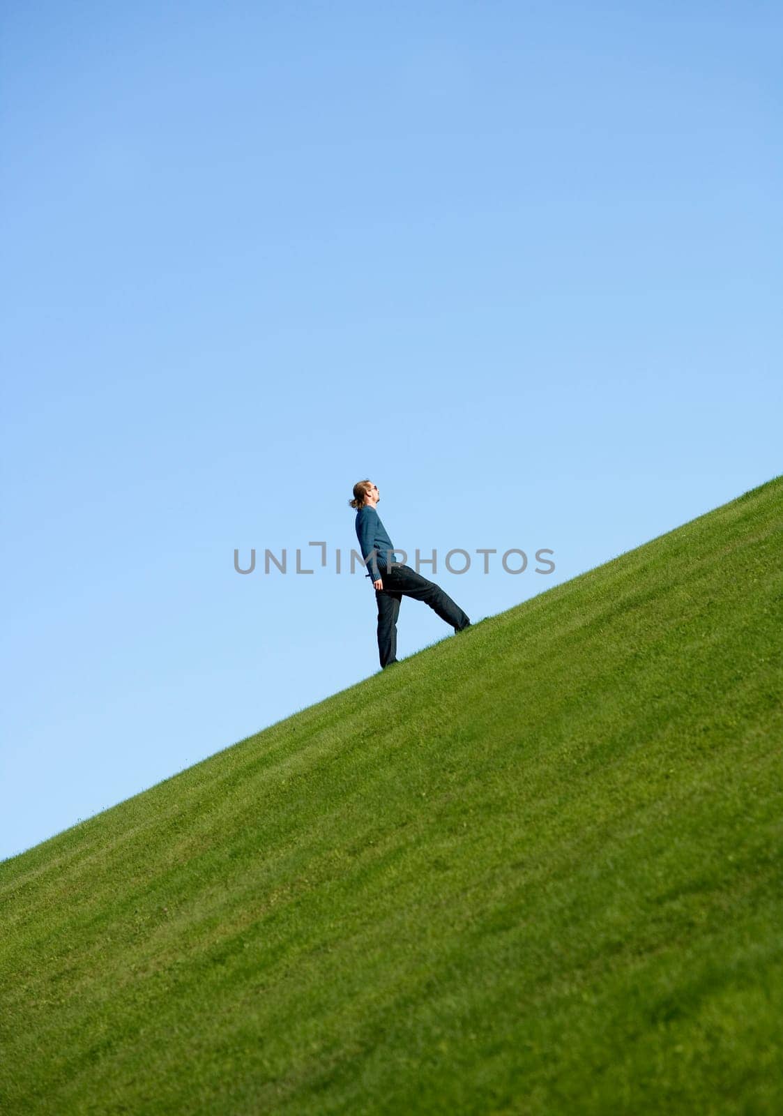 Side view of a walking man