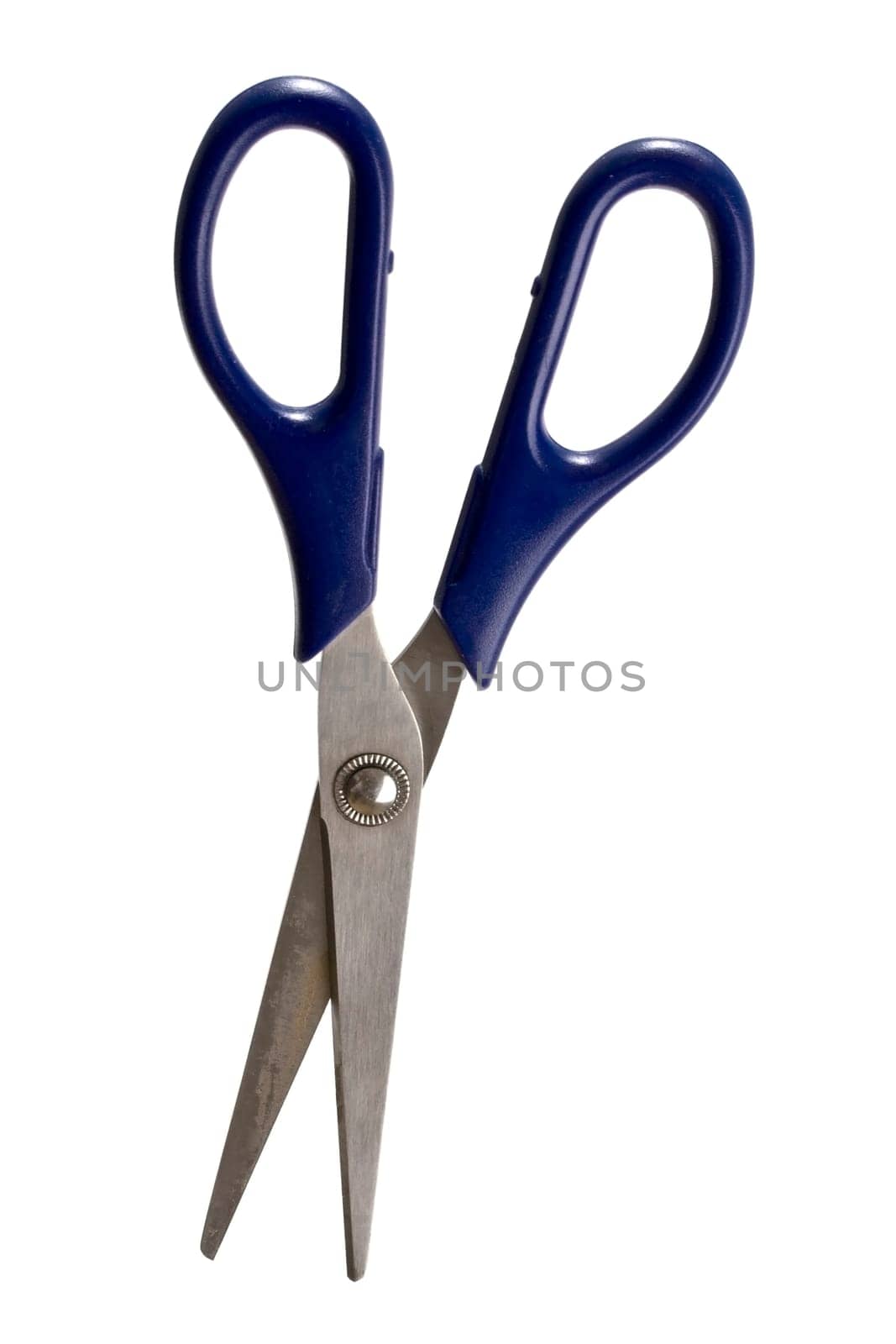 Blue handled scissors