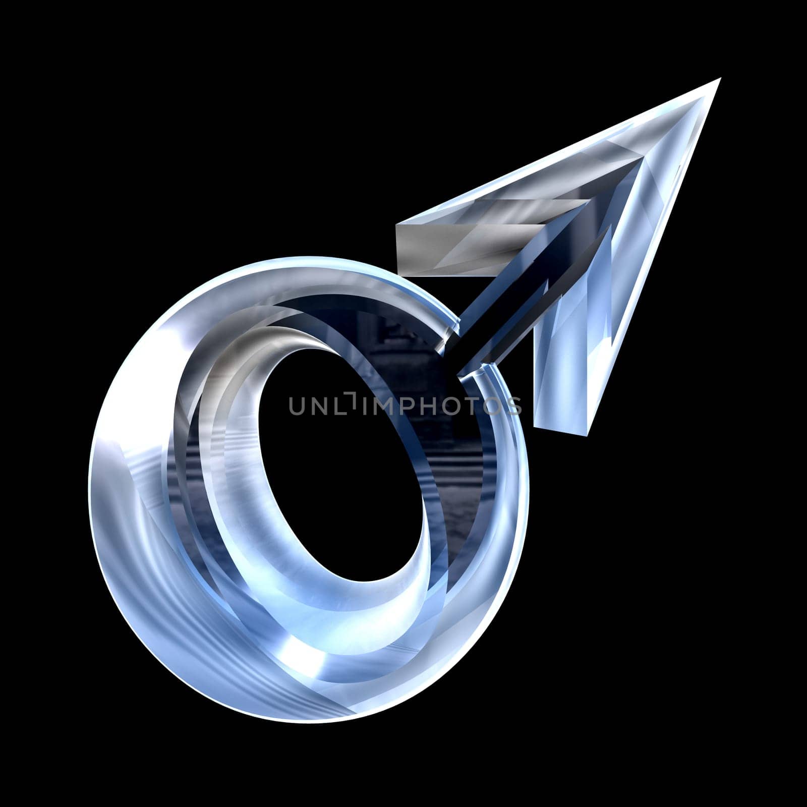 Male sex symbols in glass (3D made)