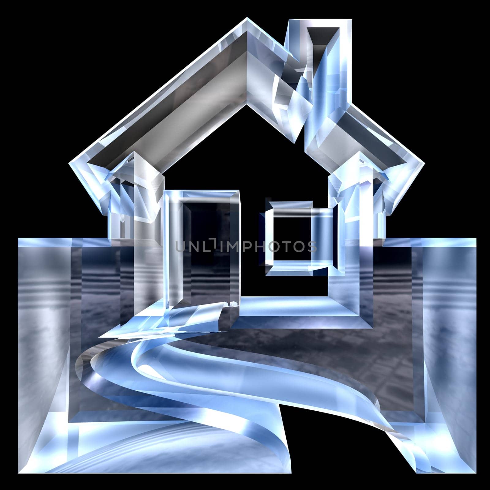 House Icon in glass - 3d made