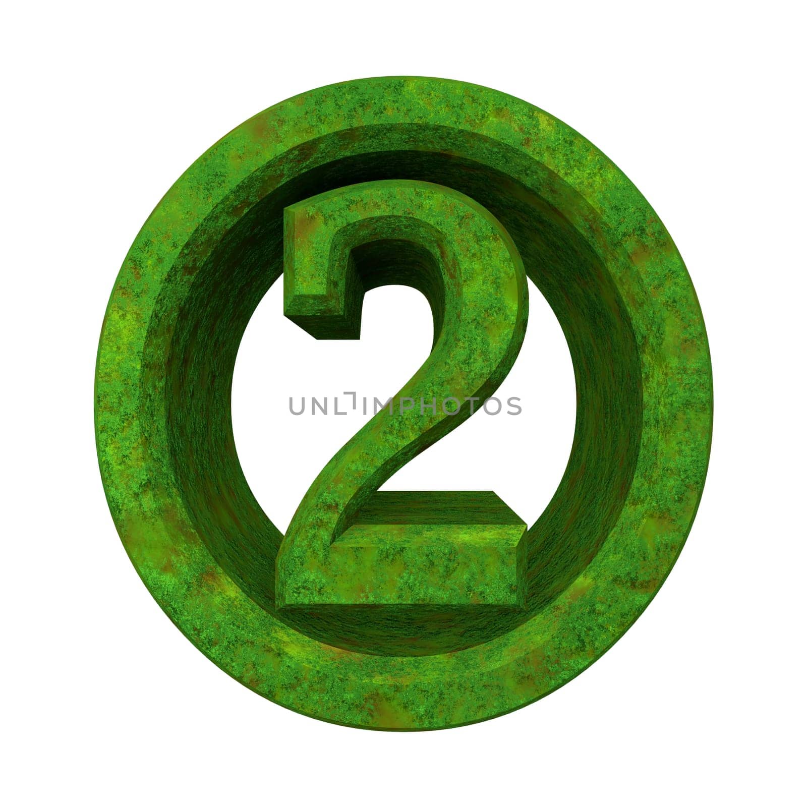 3d made - number 2 in green grass