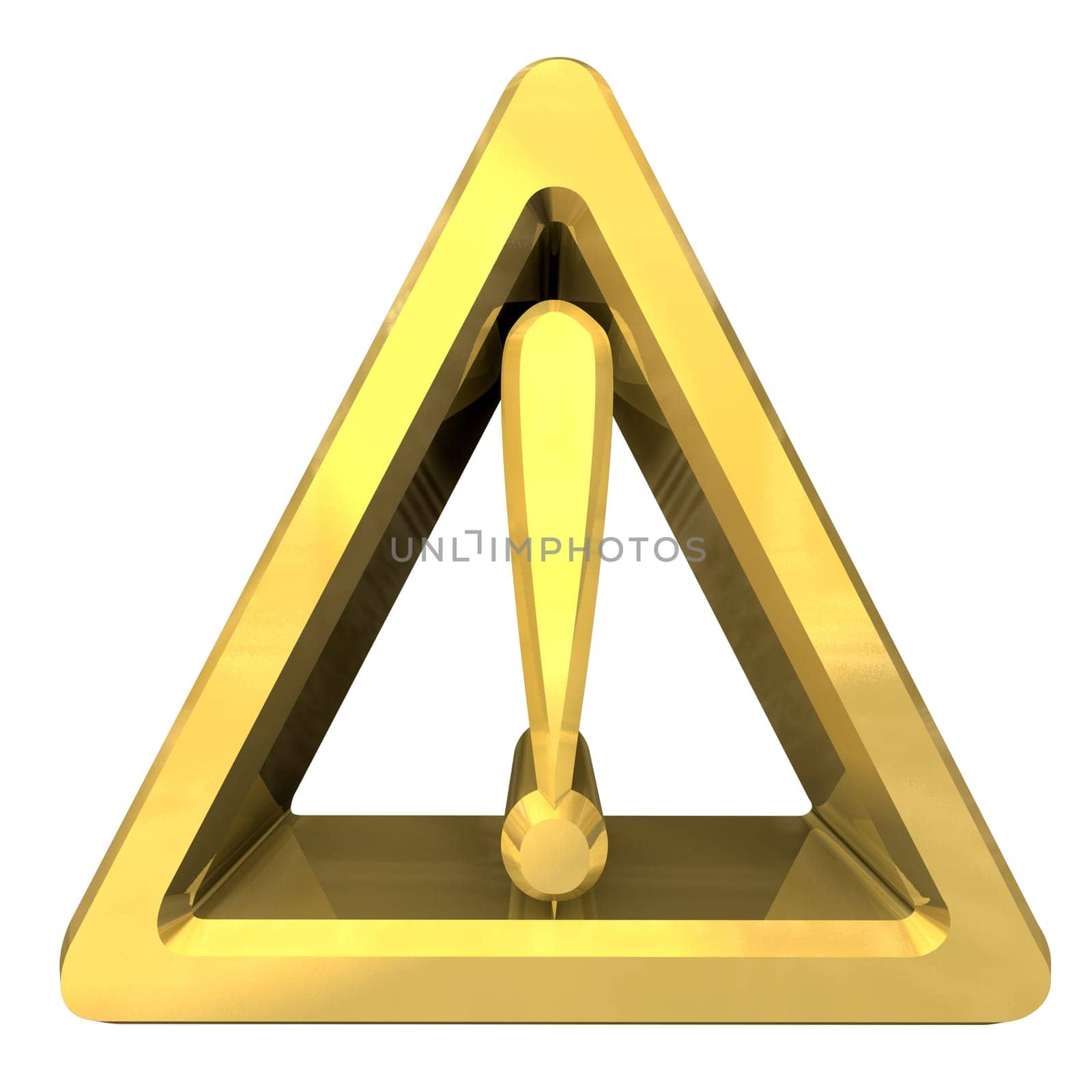 Hazard warning attention sign with exclamation mark symbol on a white background
