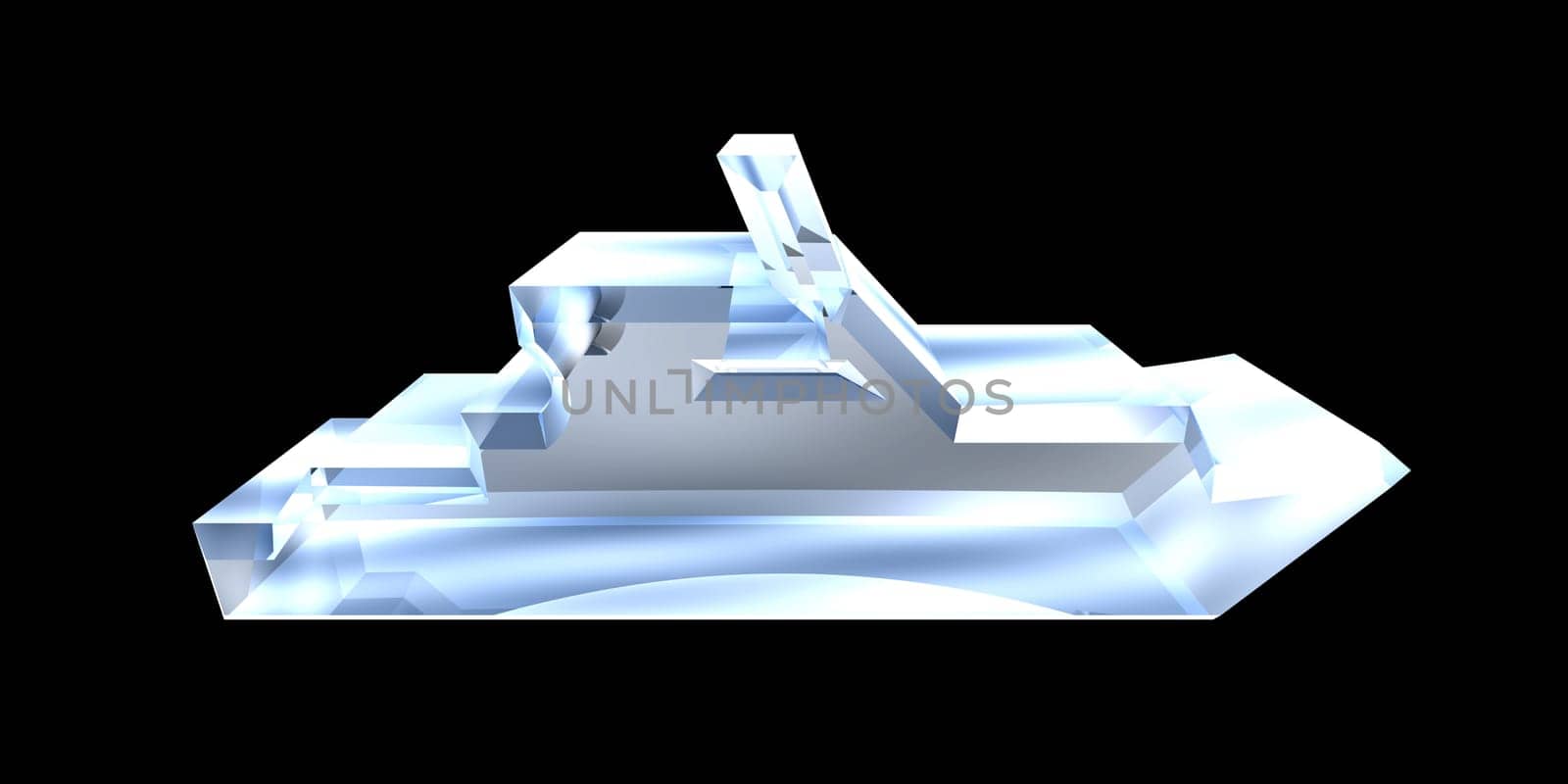 yacht Icon on a White Background - 3d glass