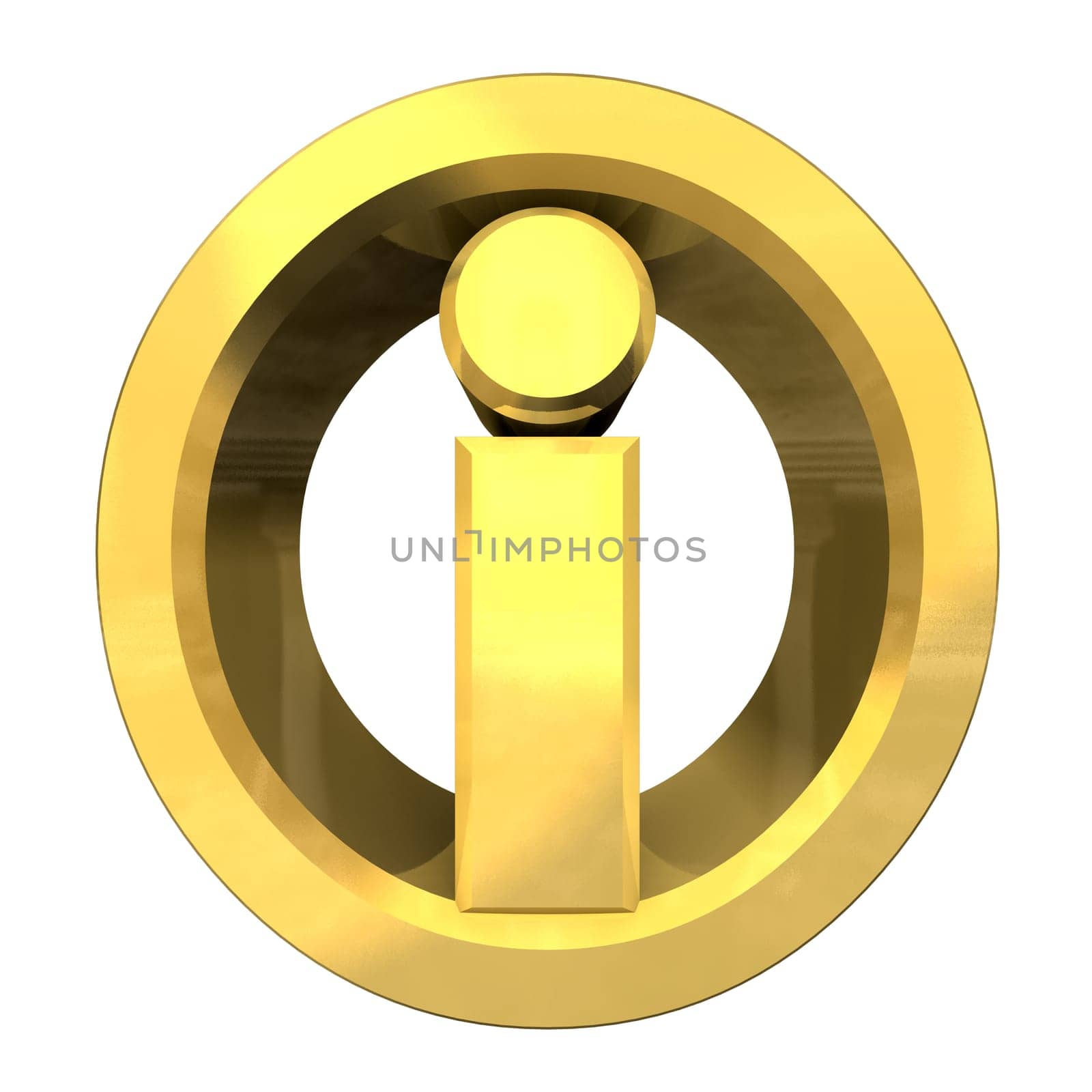info symbol in gold (3d made)