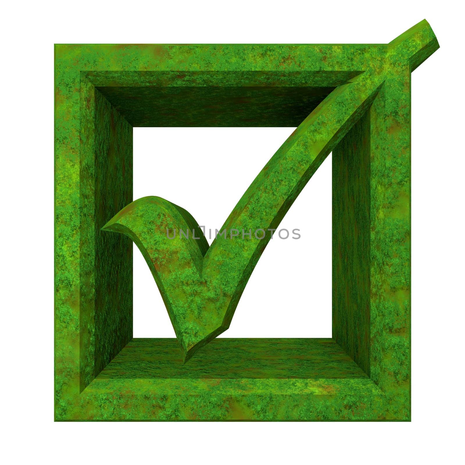 ok tick in green grass isolated - 3D made