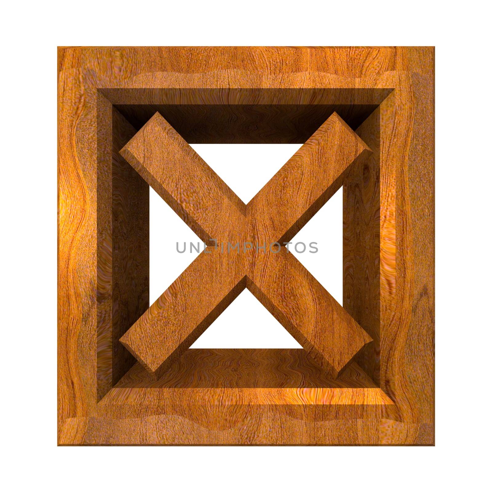 ko tick in wood isolated - 3D made