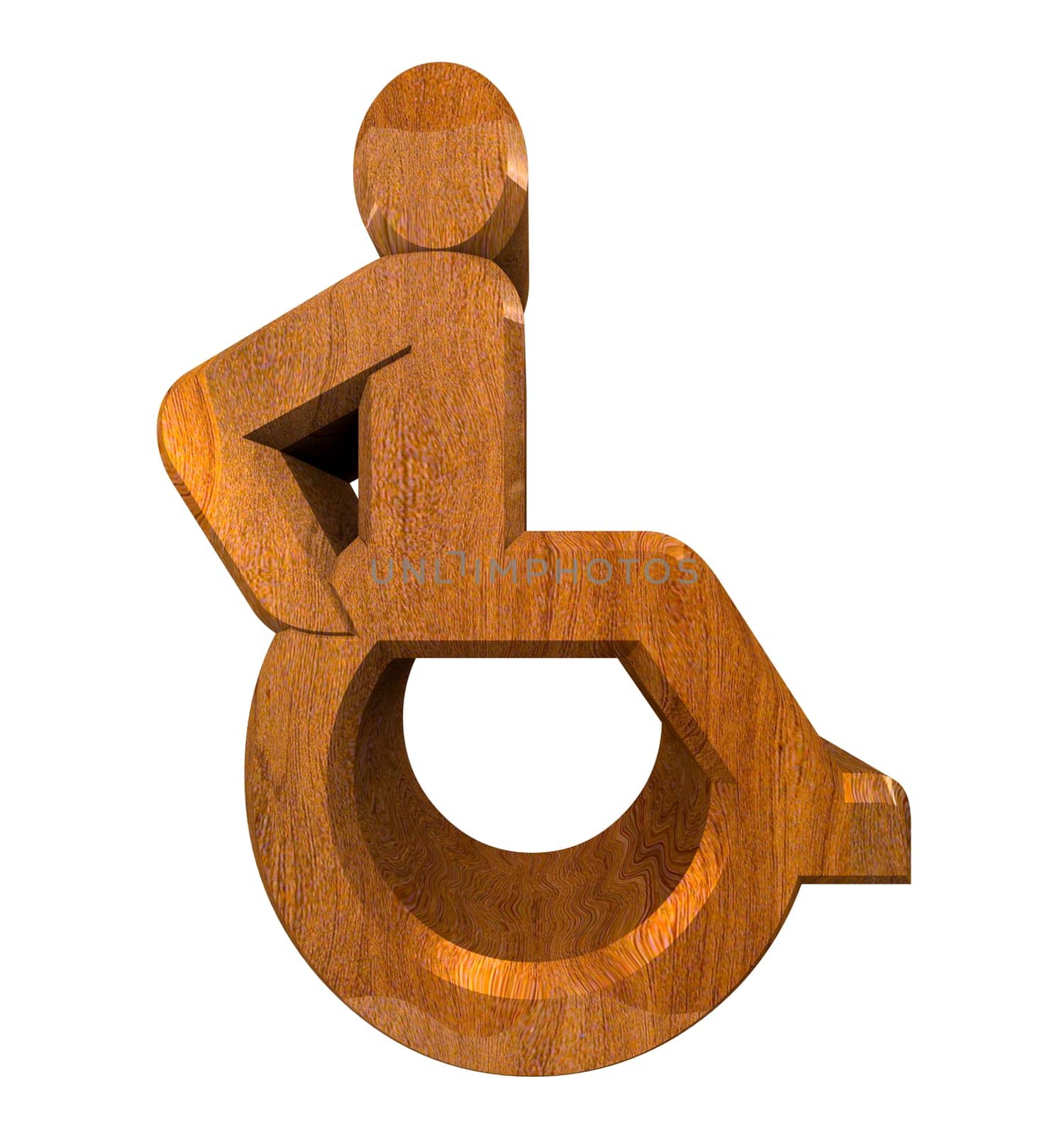 Universal wheelchair symbol in wood (3d made)