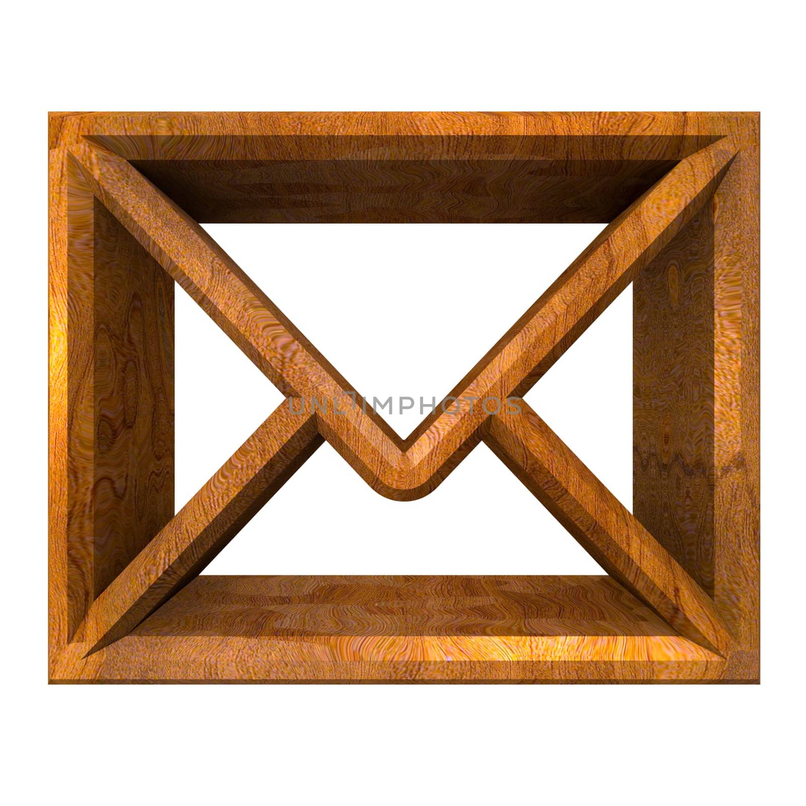 envelope email symbol in wood (3d made)
