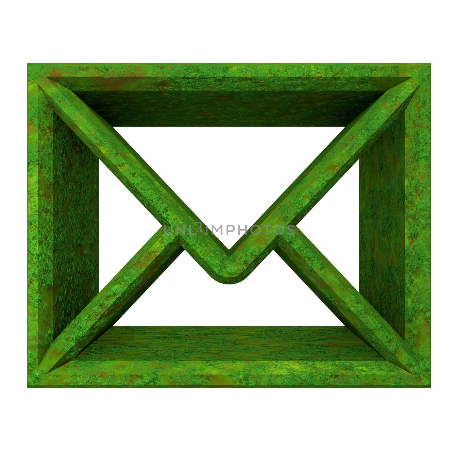 envelope email symbol in grass (3d made)