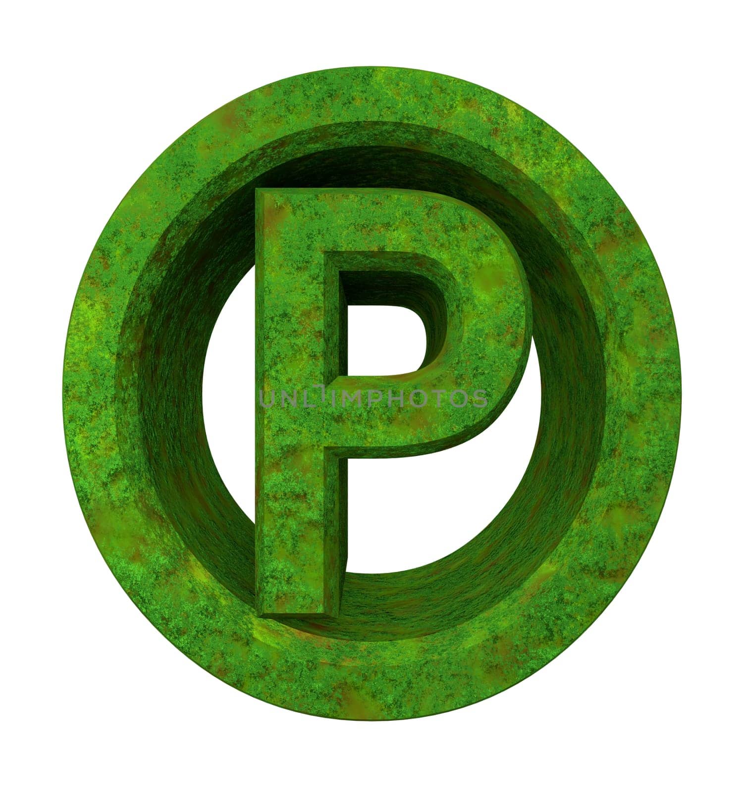 parking symbol in grass (3d)