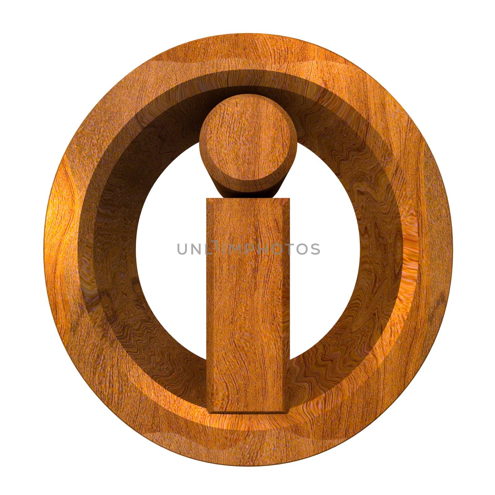 info symbol in wood (3d)