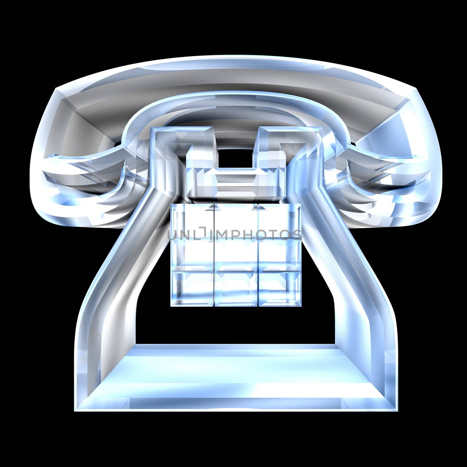 phone symbol in glass - 3D made
