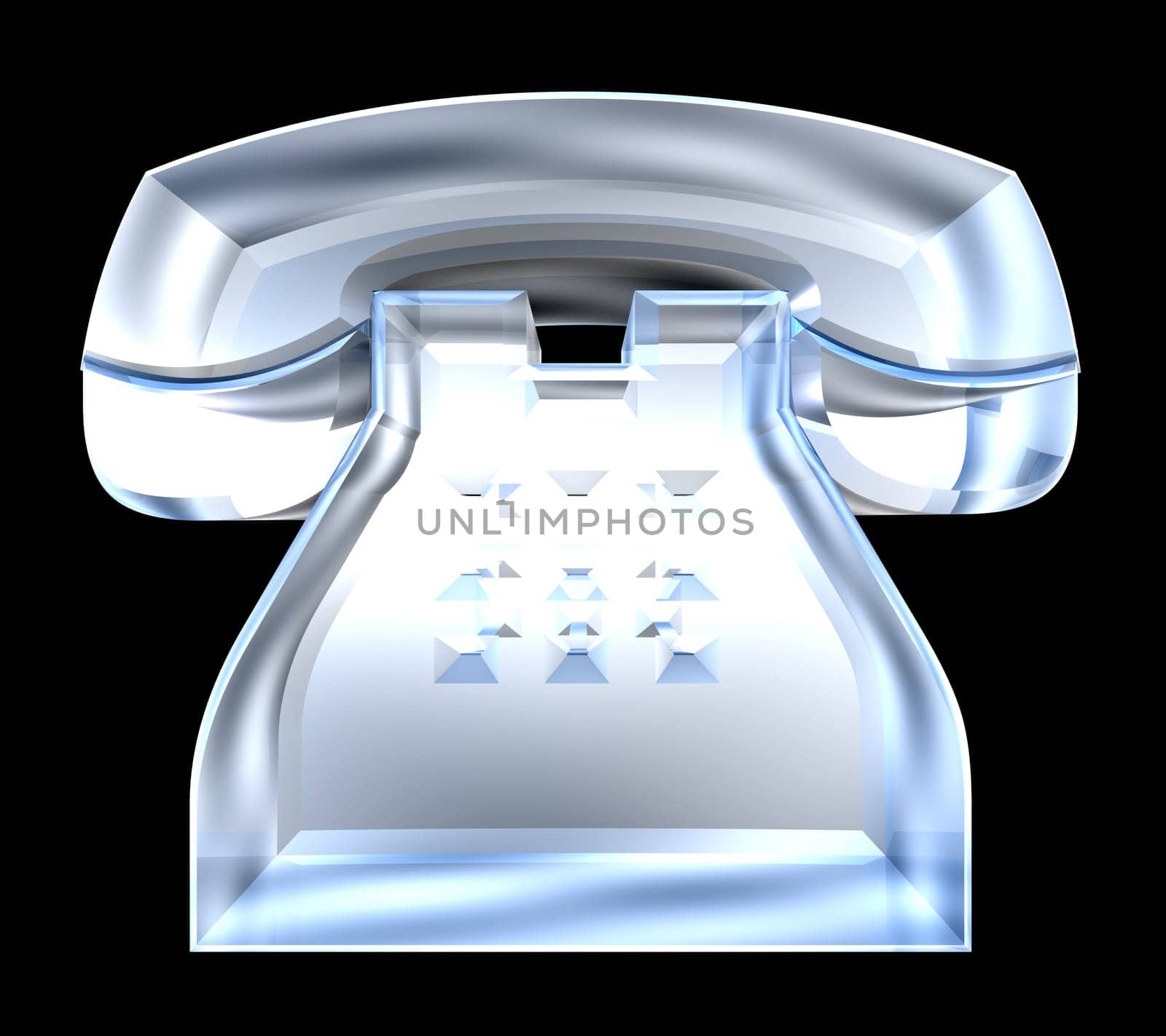 phone symbol in glass - 3D made