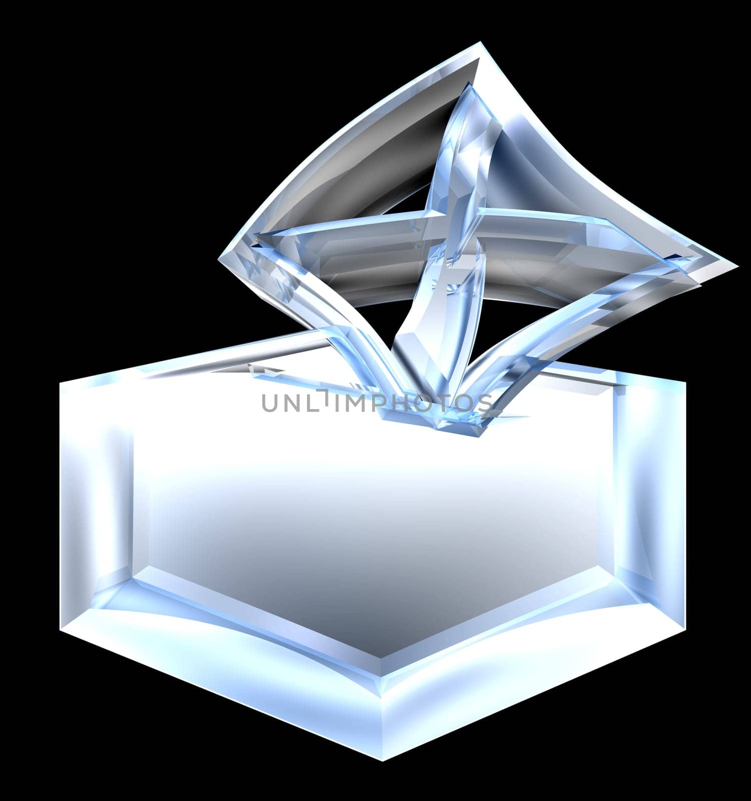 Symbol of placing a voting slip into a ballot box in glass over a white background