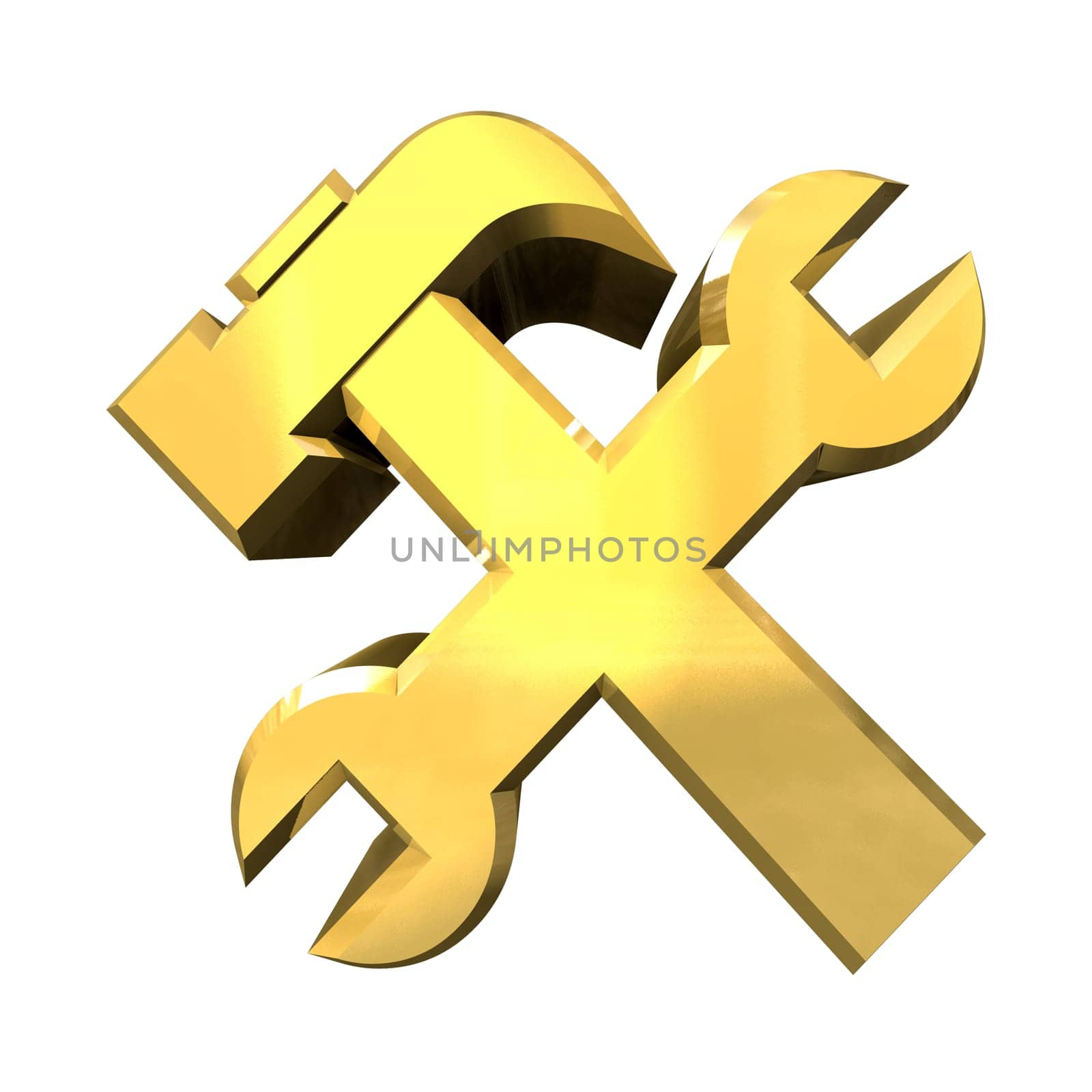 industrial working symbol in gold (3d made)