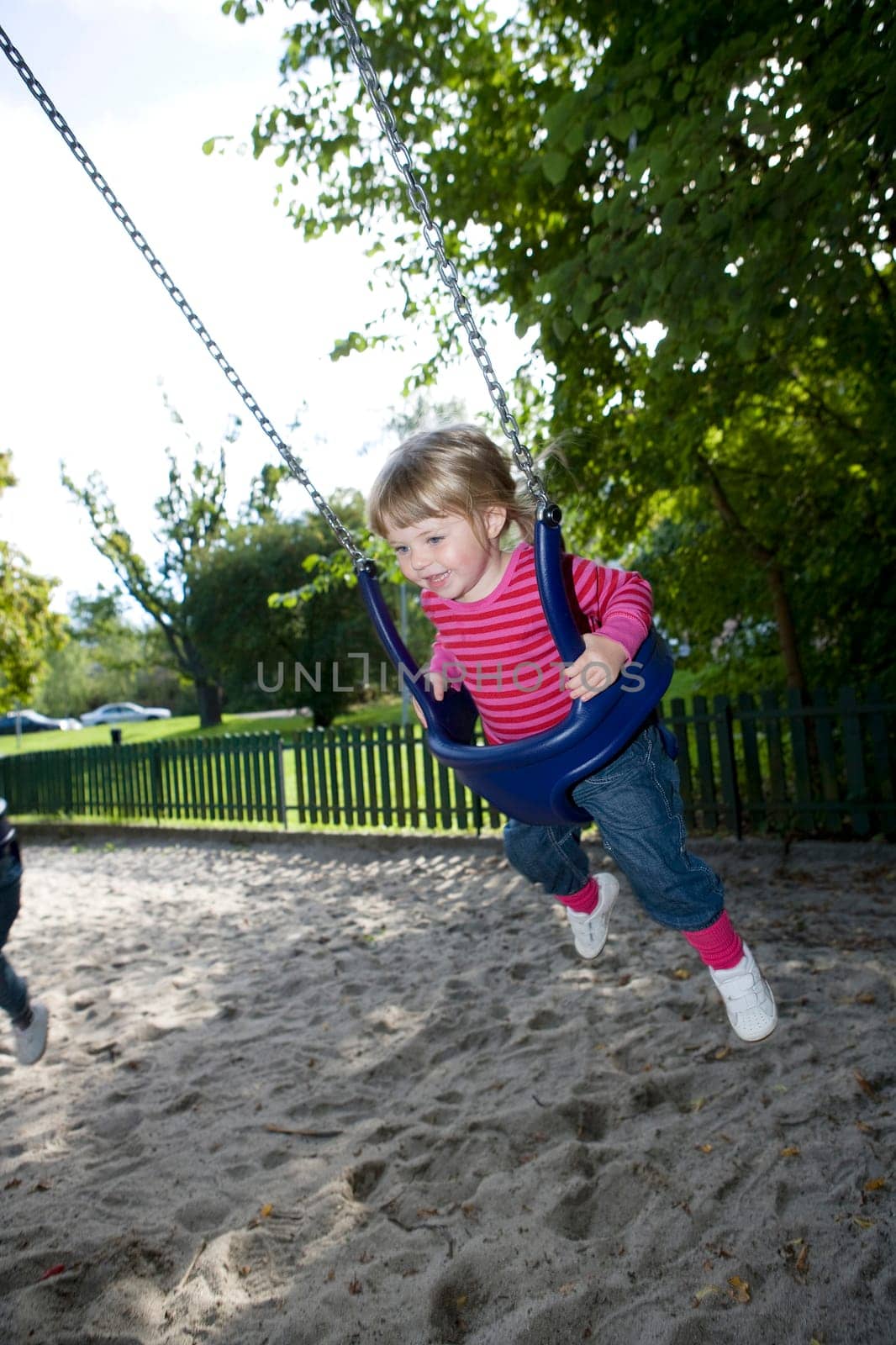 Young Happy Girl in the Swing