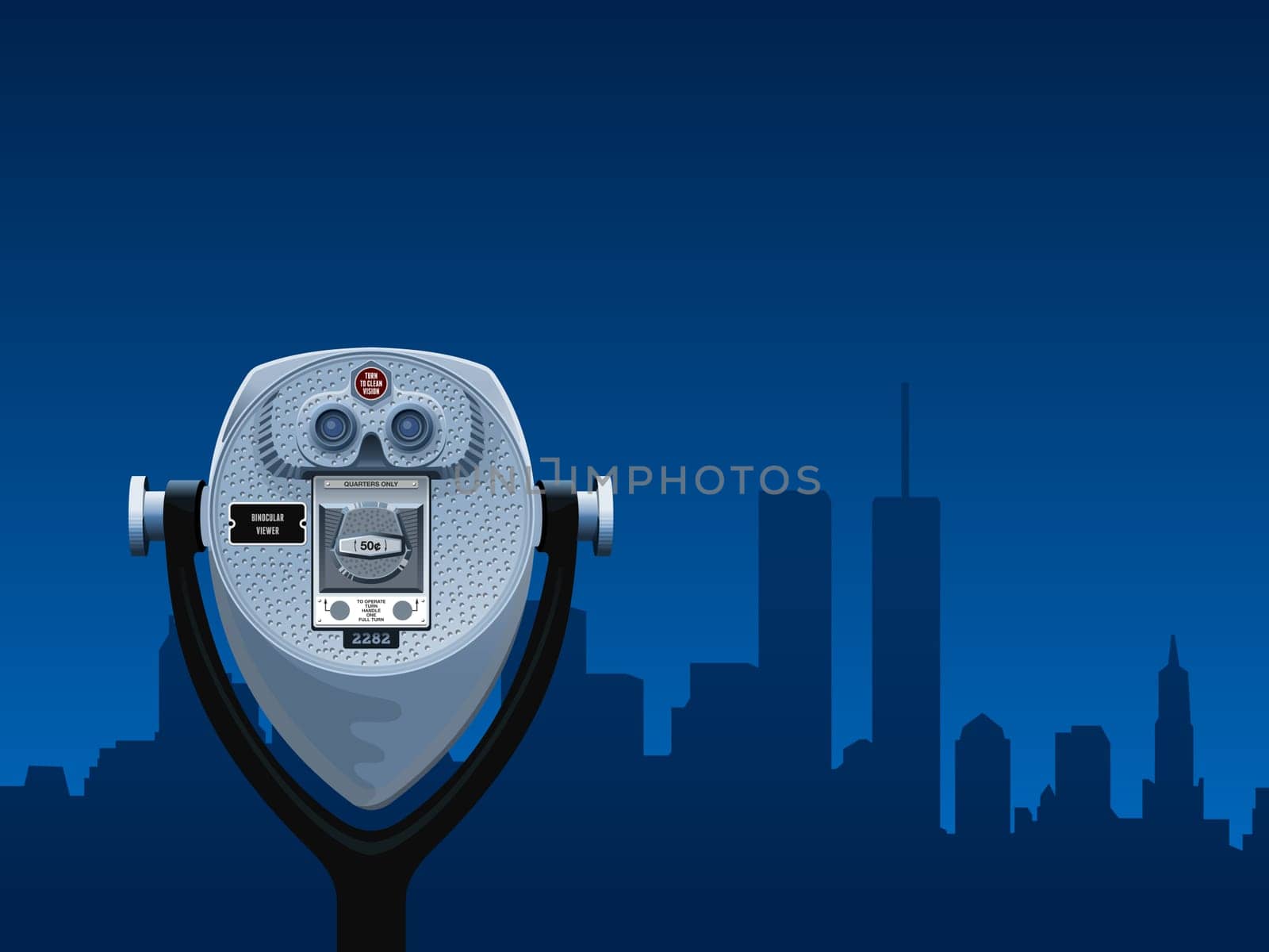 Manhattan Skyline View with Binocular Viewer in the foreground
