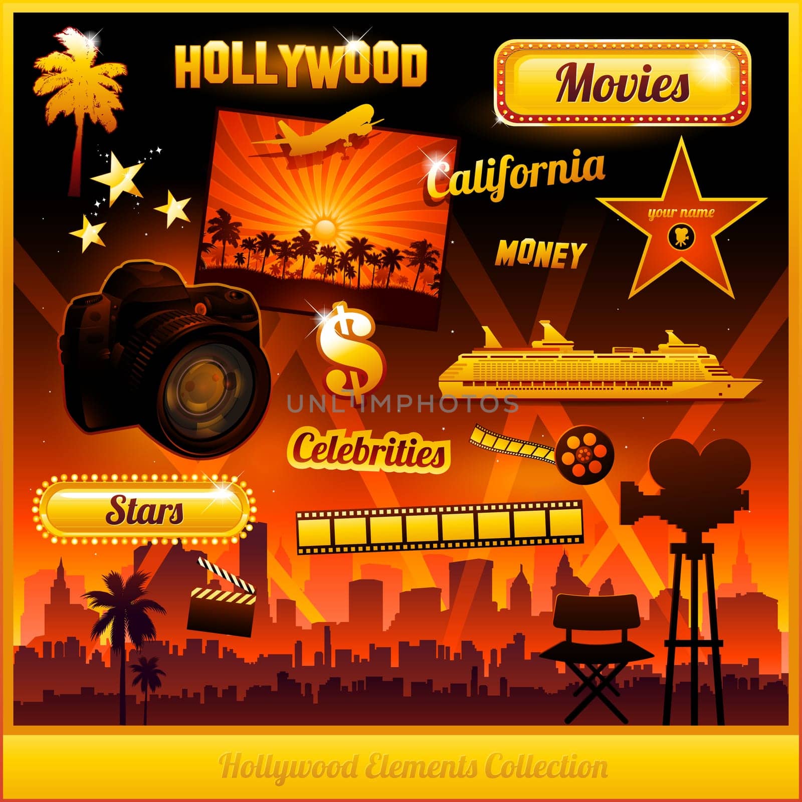 Hollywood cinema movie elements collection
