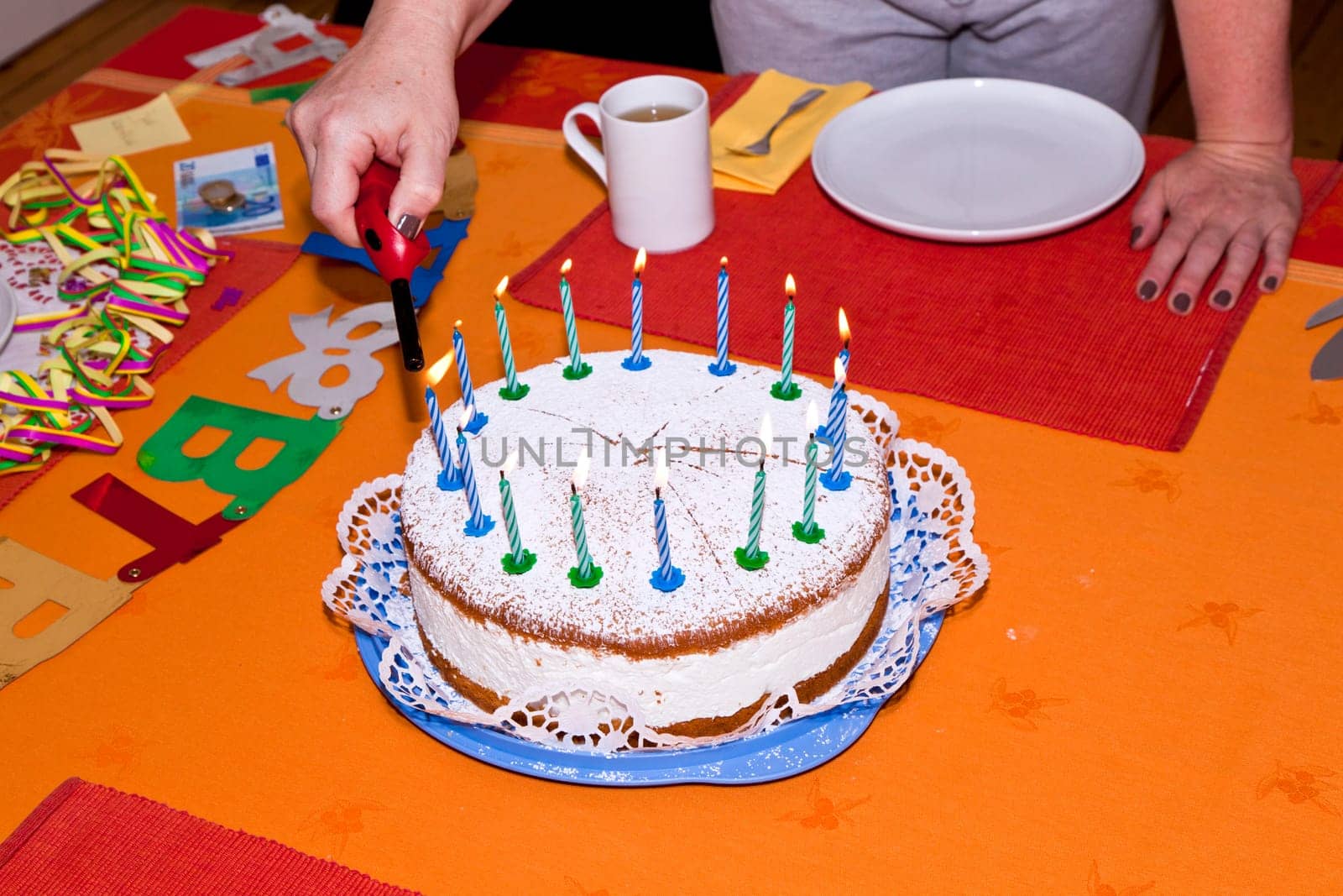 birthday cake at the table early morning ready for celebration