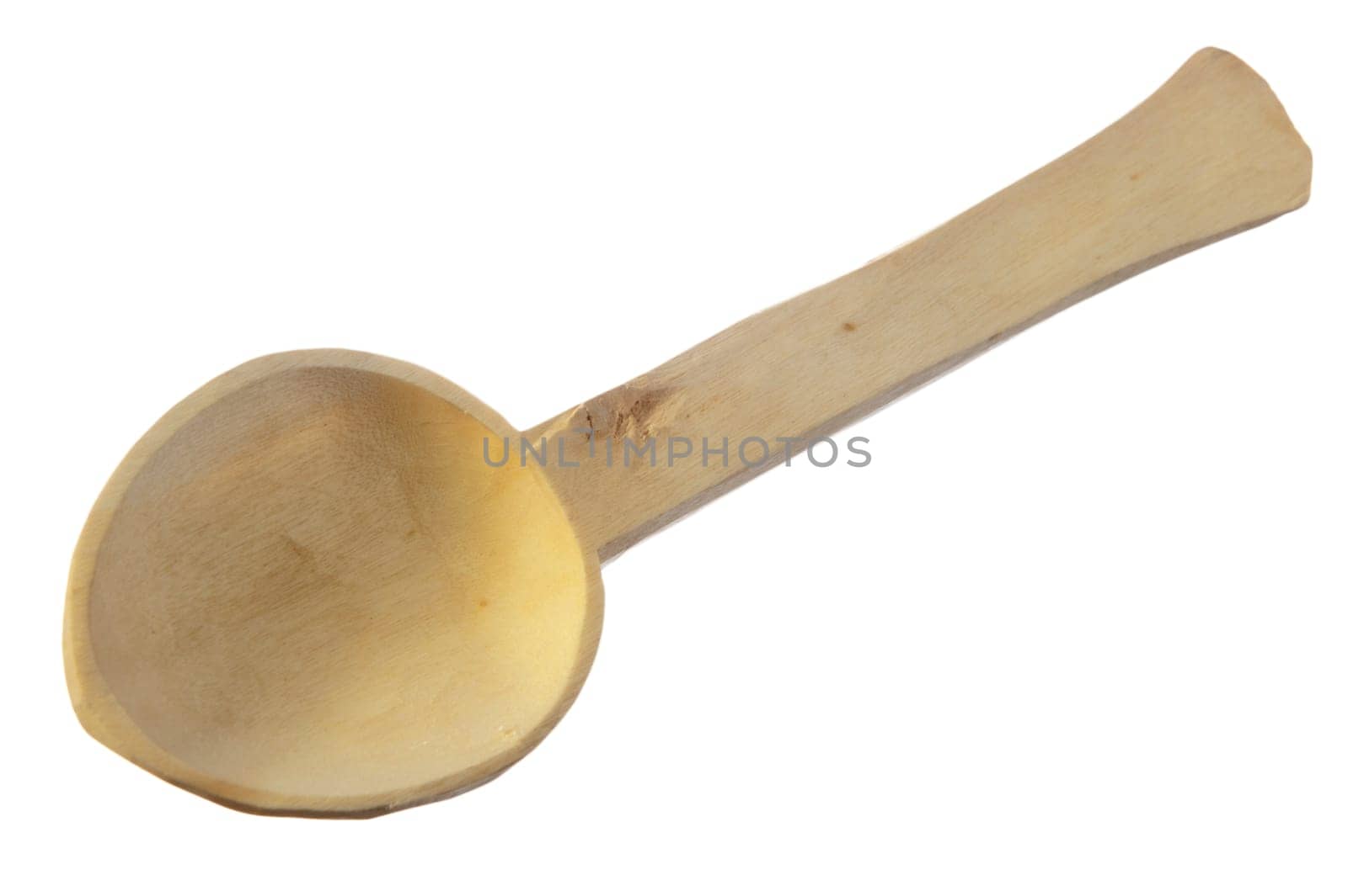 a teaspoon of raw wood on white background