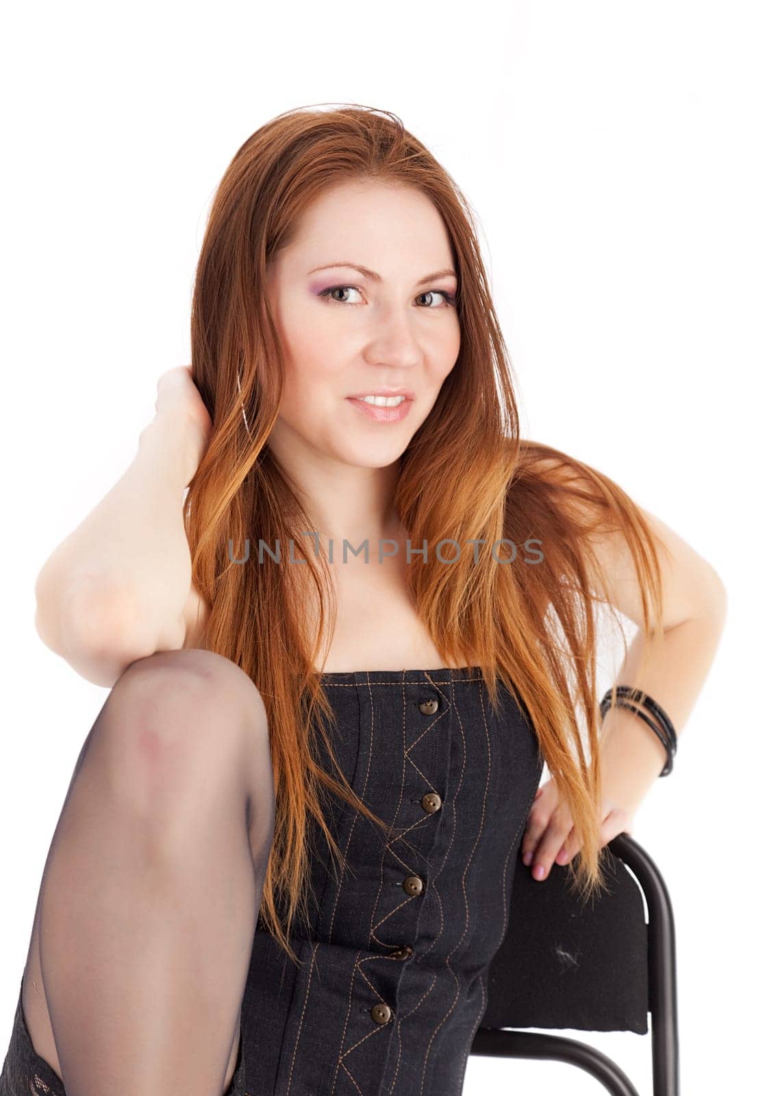 Isolated young woman portrait