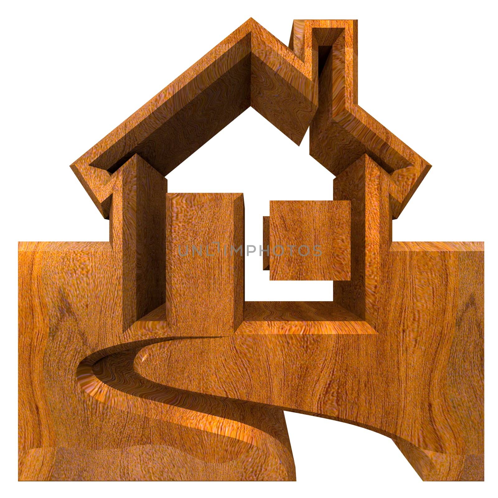 House Icon in wood - 3d made