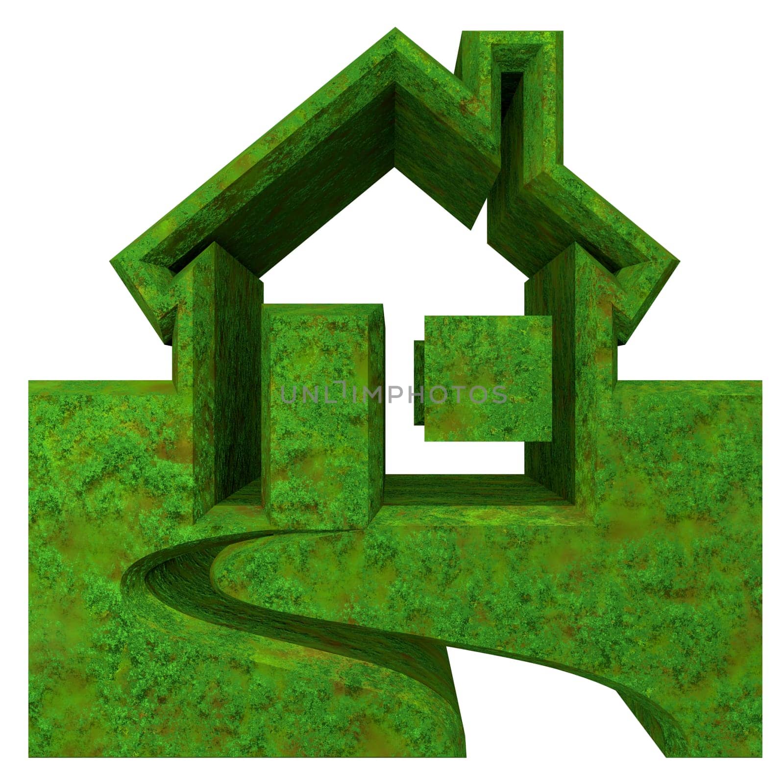 House Icon in grass - 3d made