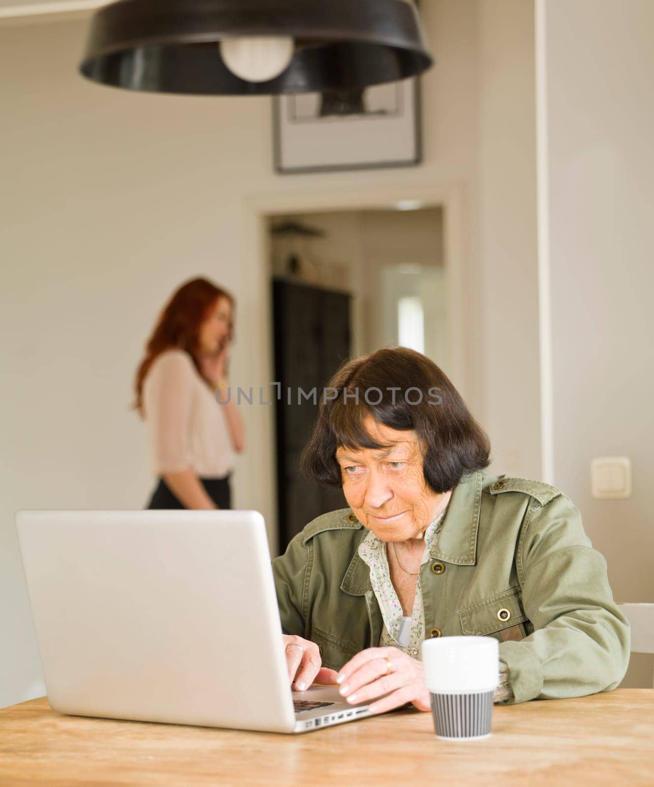 Senior woman by the computer