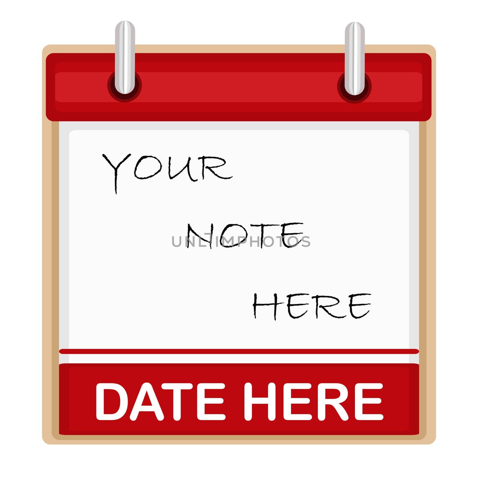 Blank calendar with room for your text. Isolated over white backgound. Vector file saved as EPS AI8, no effects, easy print and edit.