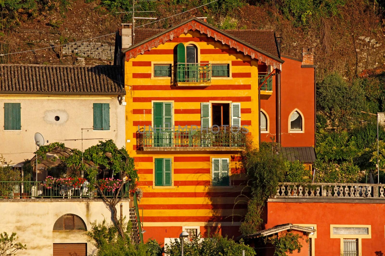 Garda,colorful house in Veneto at Lake Garda,Italy - Garda,colored house in Veneto at Lake Garda,Italy