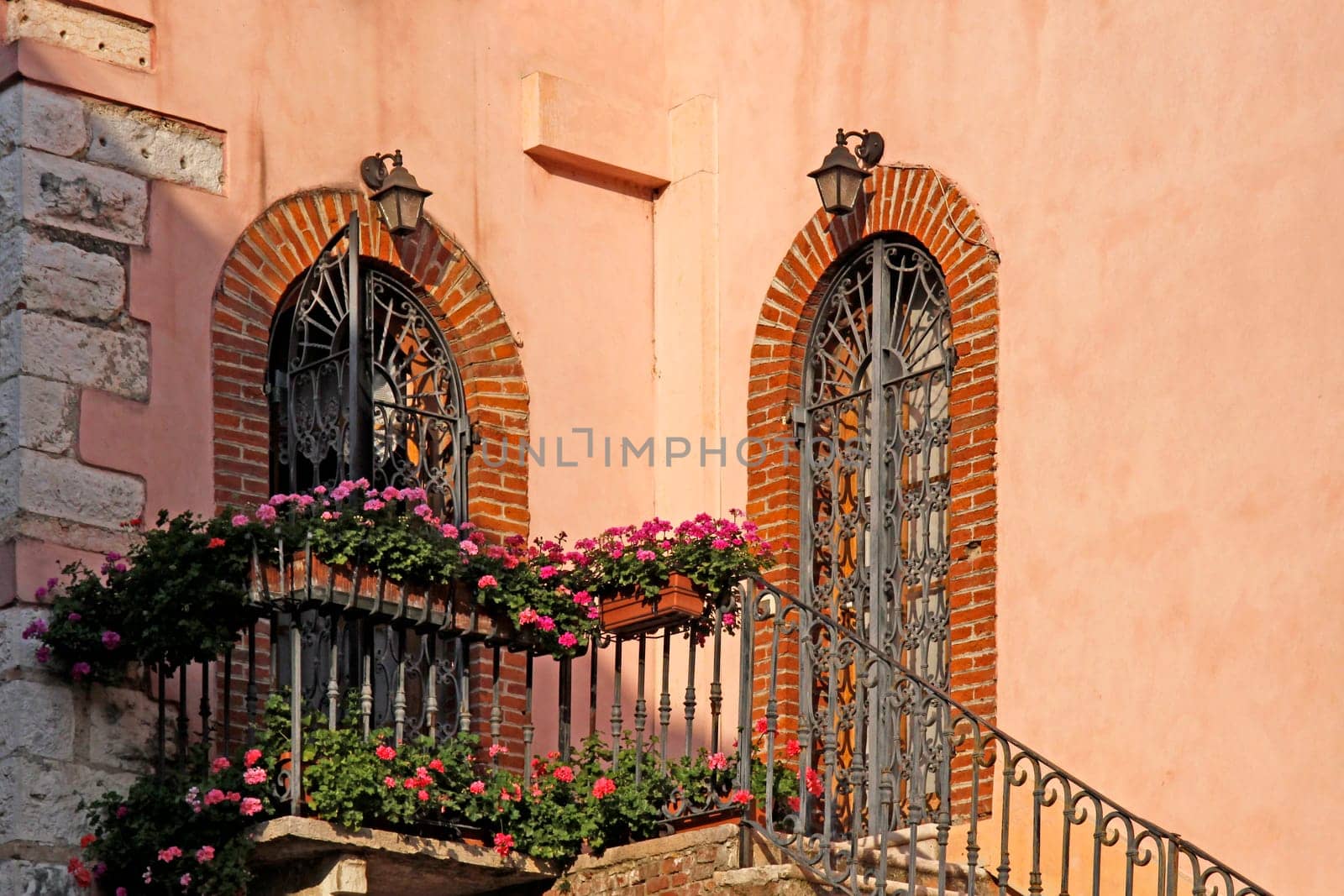 Bardolino,façade detail in the old part of town of Bardolino,Veneto,Italy - Bardolino,façade detail in the old part of town of Bardolino,Veneto,Italy