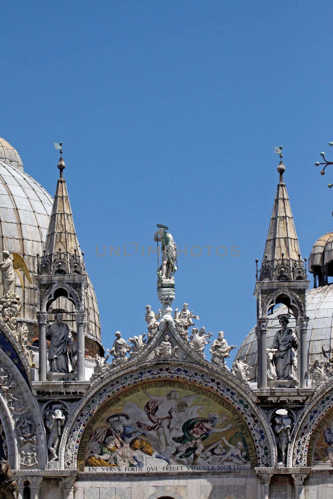 Venice,St. Mark's Basilica,Veneto,Italy - Iconic ecclesiastical mosaic on outside of St. Mark's Basilica,Piazza San Marco,Venice,Veneto,Italy,Europe