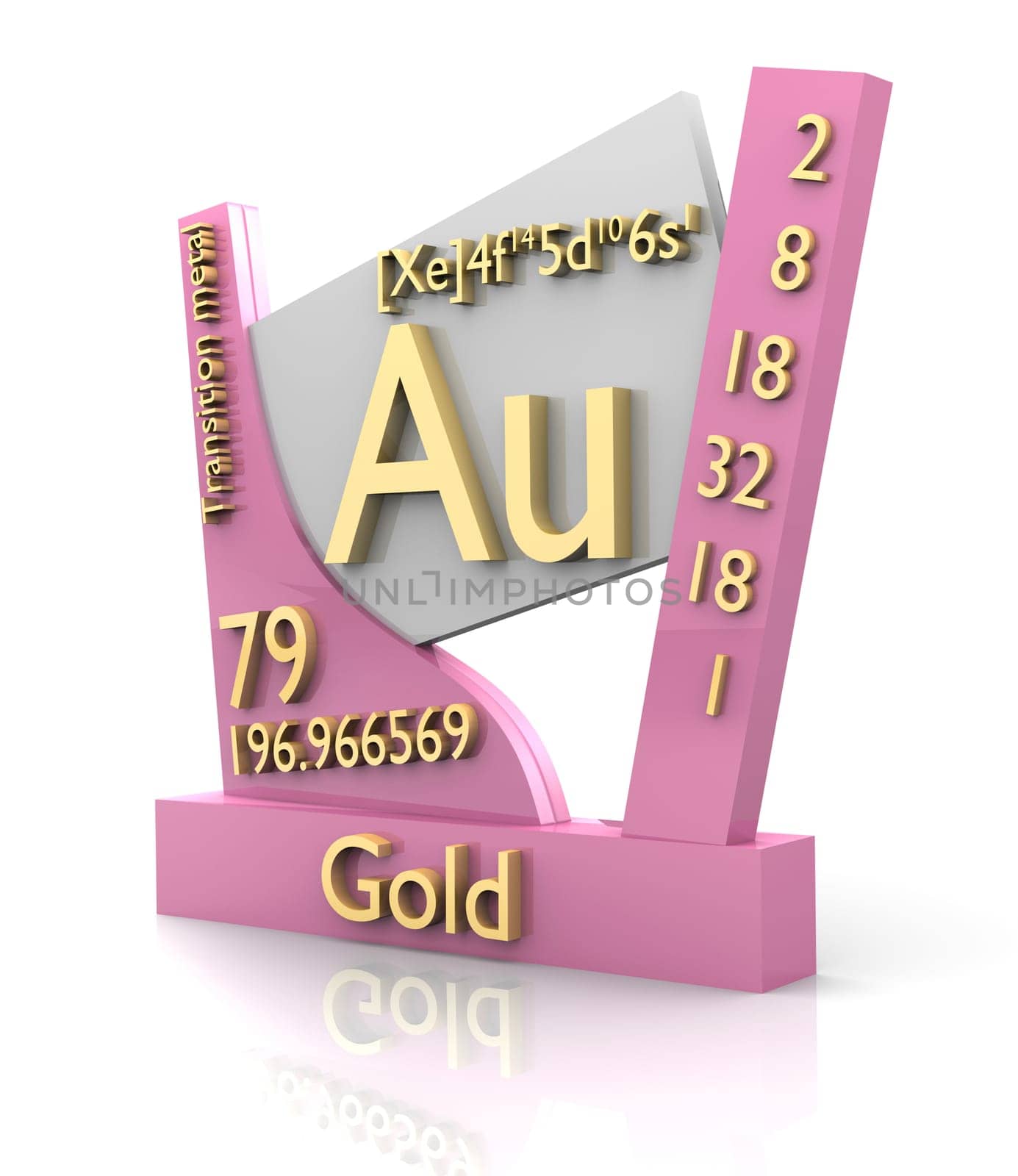 Gold form Periodic Table of Elements - 3d made