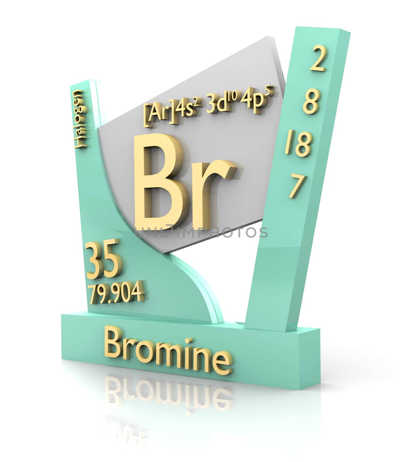 Bromine form Periodic Table of Elements - 3d made