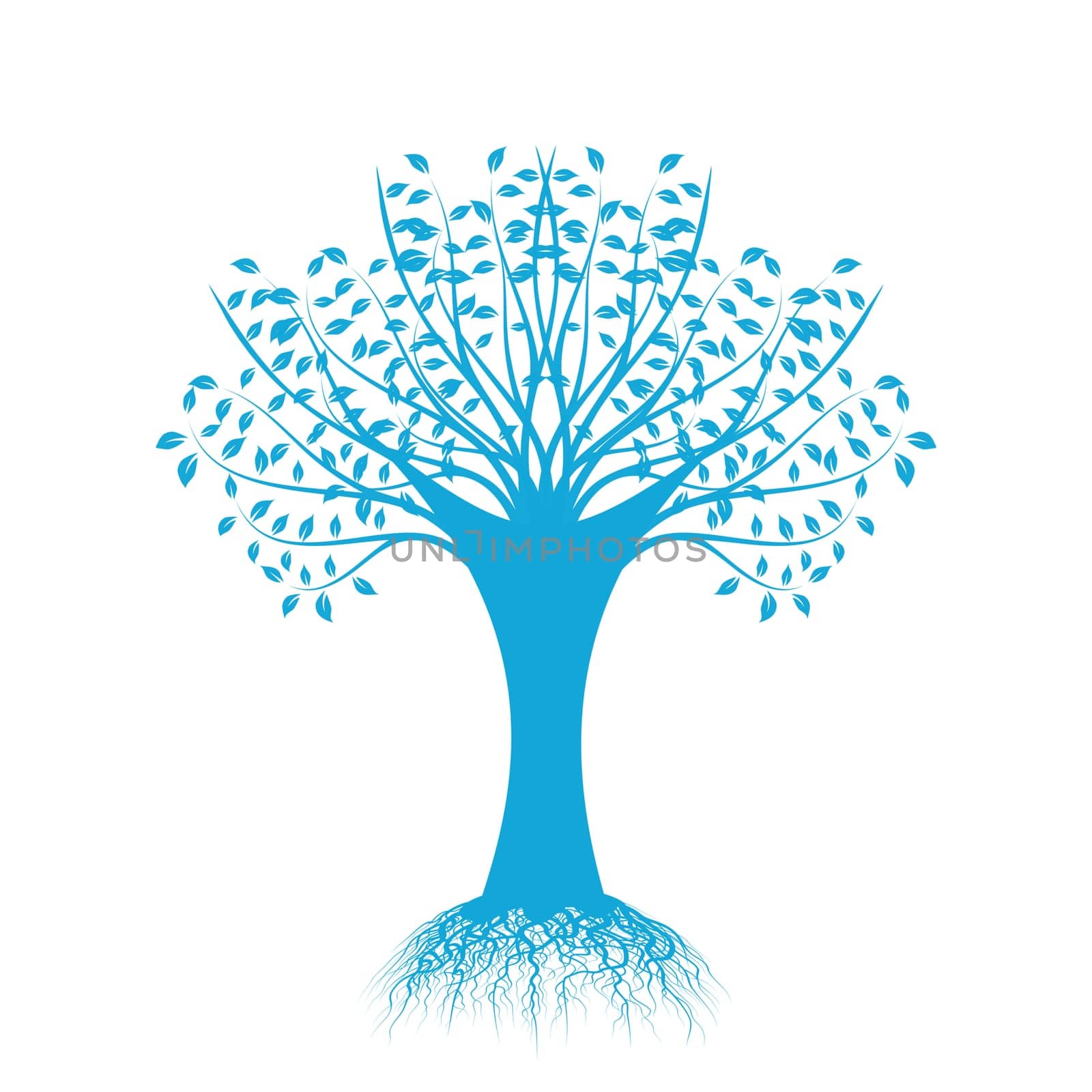 Beautiful art tree silhouette isolated on white background