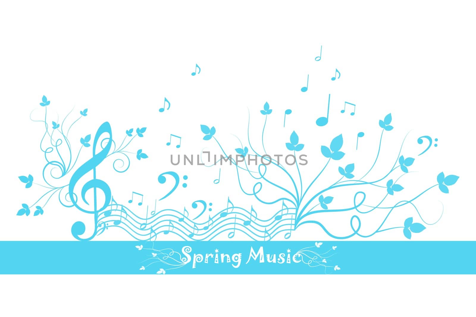 Beautiful background of spring floral and music