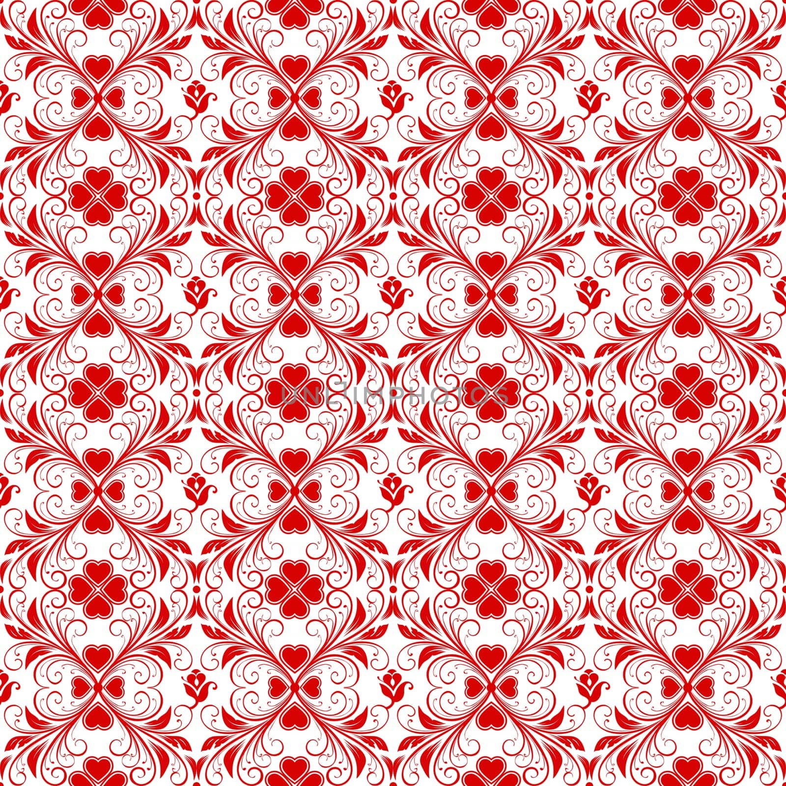 Background of seamless floral and heart pattern