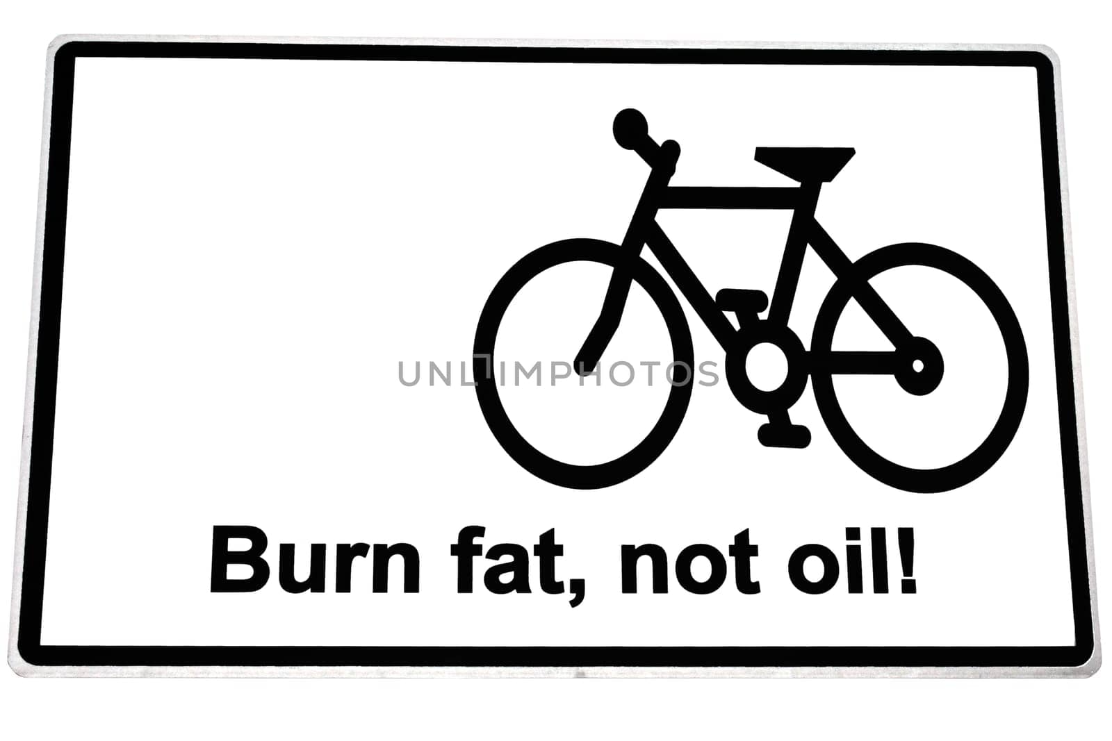 burn fat not oil irish road sign with clipping path on white