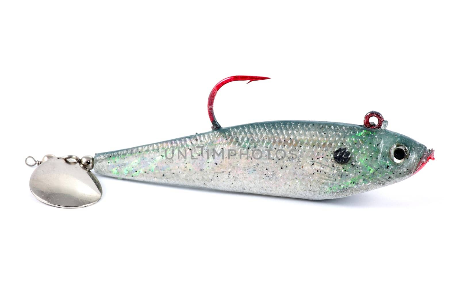 rubber artificial fish predator fishing isolated on white background Horizontal