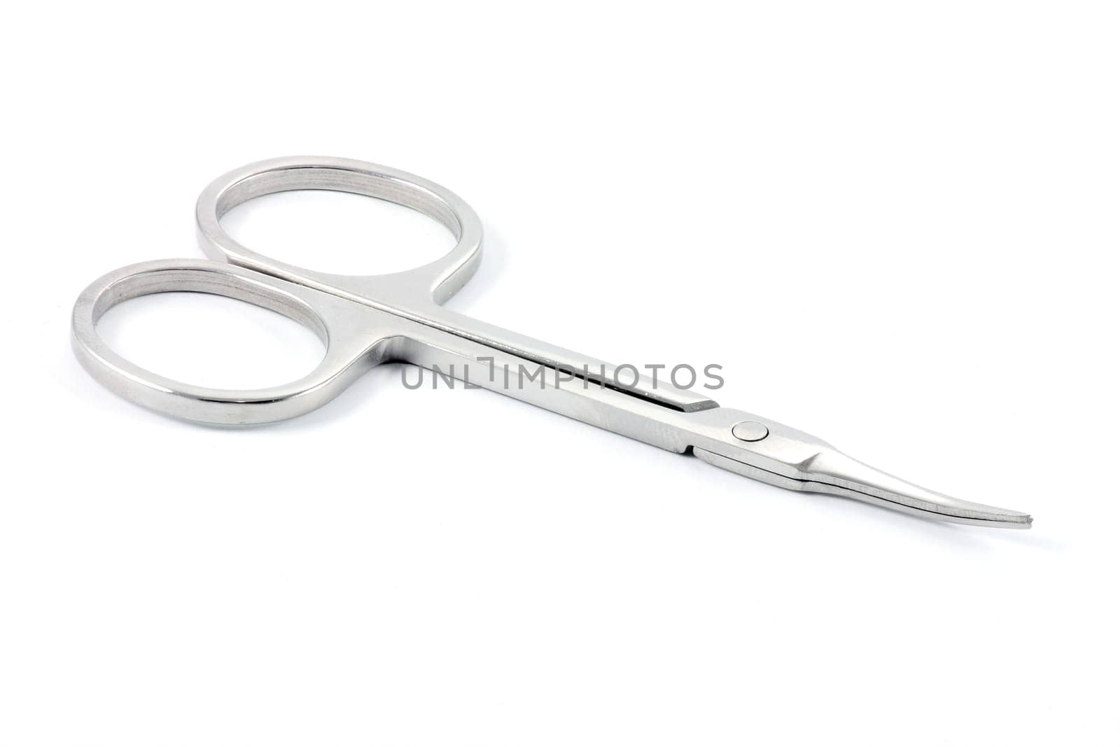fine pointed scissors locked on white background
