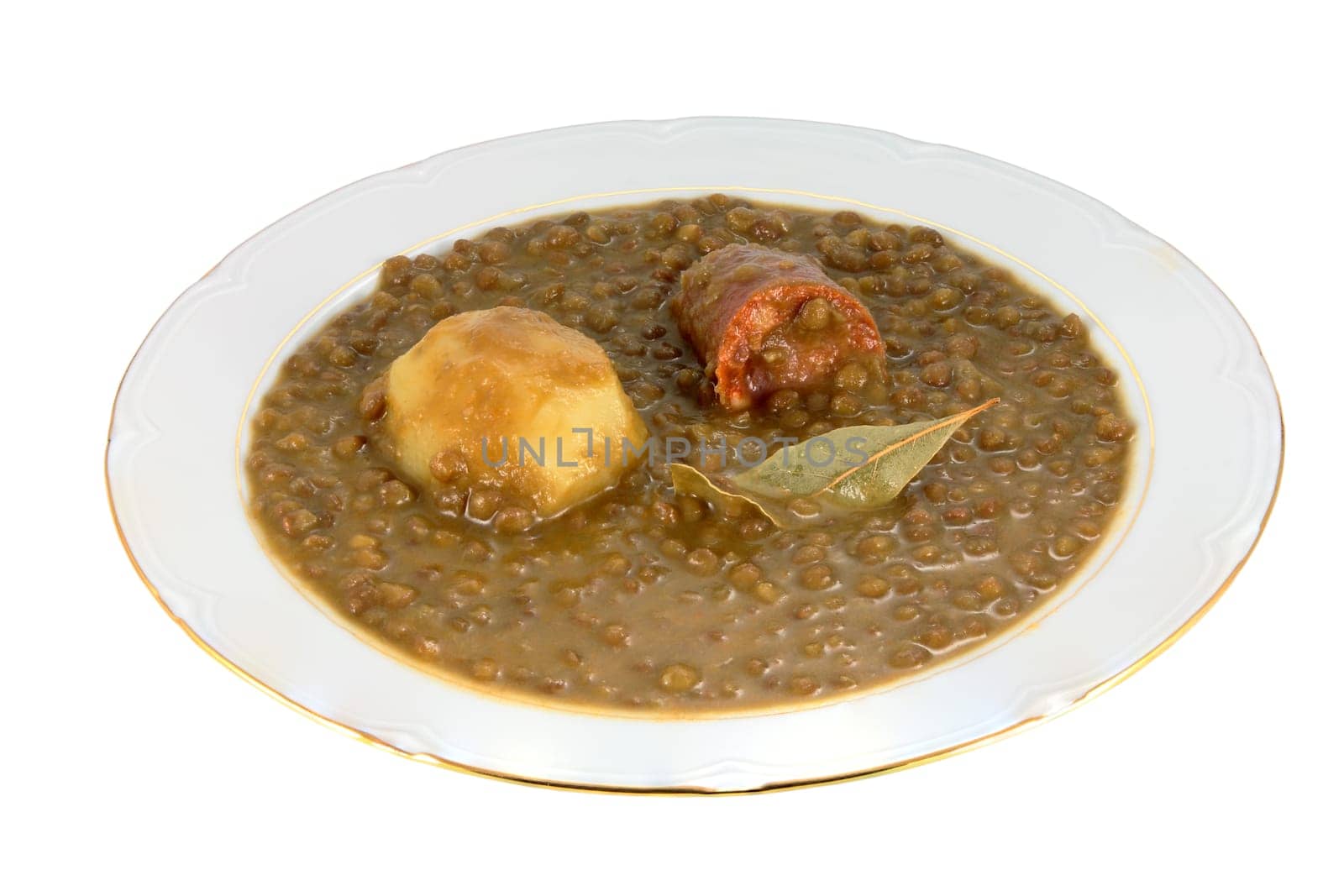 lentil dish made ​​with natural ingredients cut horizontally