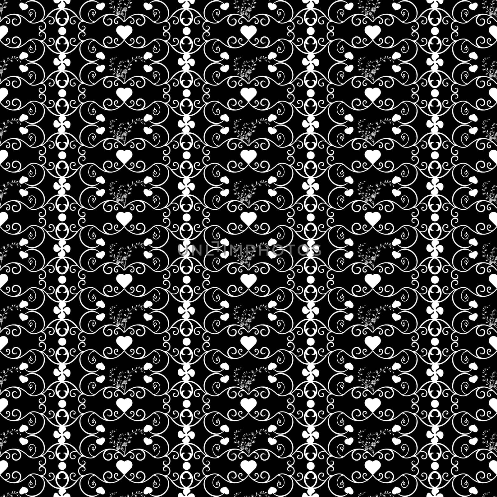 Background of seamless floral anf hearts pattern