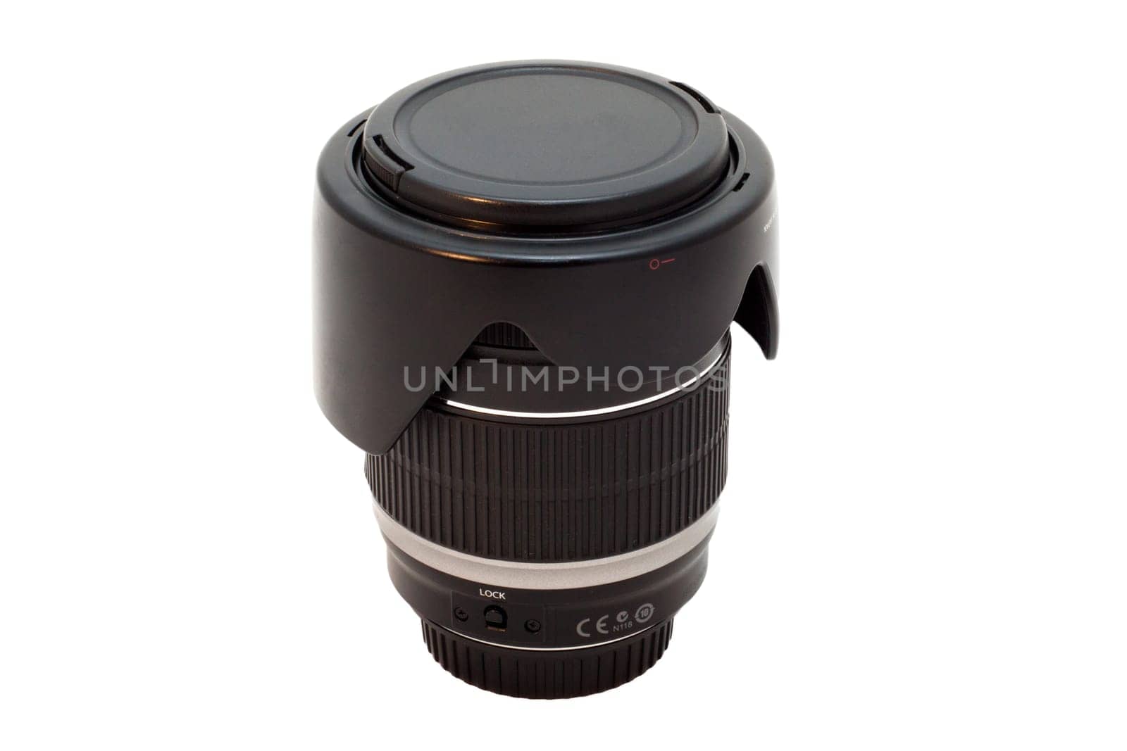 Objective for a mirror camera on a white background