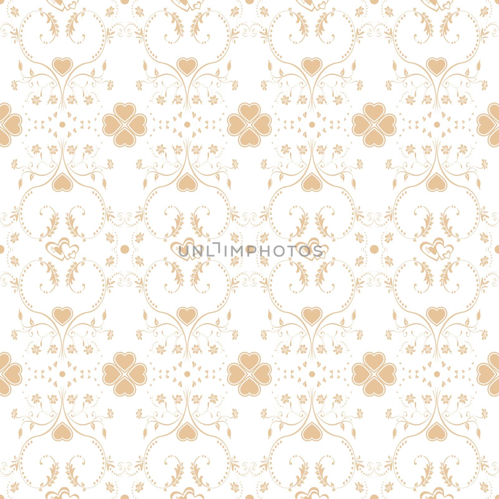 Seamless pattern of hearts and floral